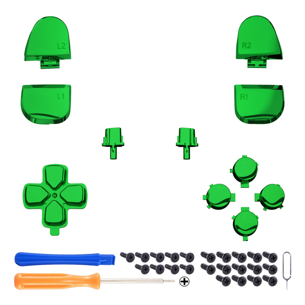 eXtremeRate Replacement Full Set Buttons Compatible with PS5 Controller BDM-030/040/050/060 - Chrome Green eXtremeRate