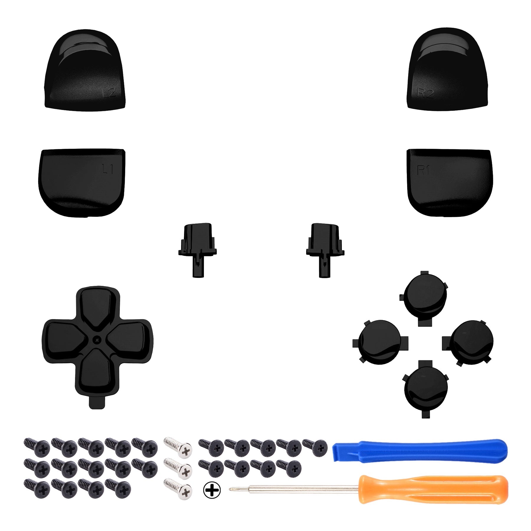 eXtremeRate Replacement Full Set Buttons Compatible with PS5 Controller BDM-010/020 - Chrome Black eXtremeRate