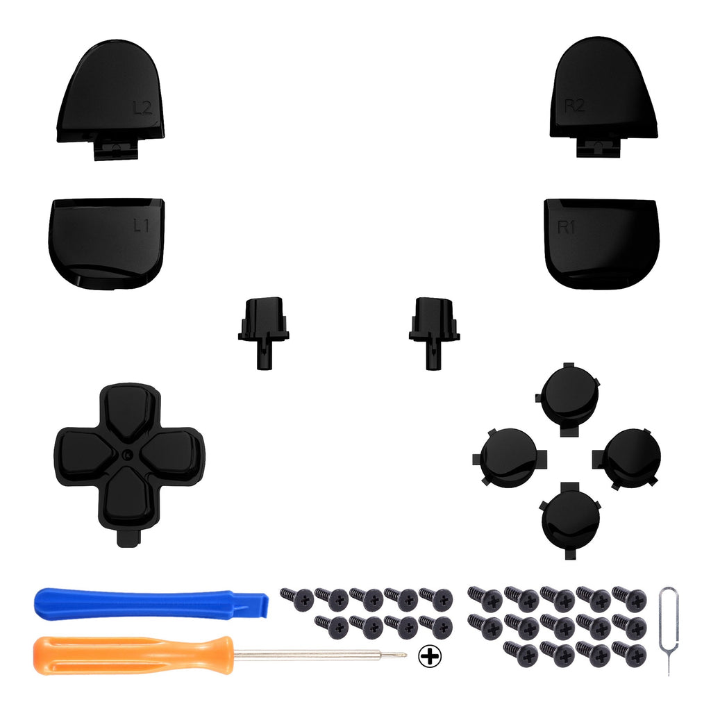 eXtremeRate Replacement Full Set Buttons Compatible with PS5 Controller BDM-030/040/050/060 - Chrome Black eXtremeRate
