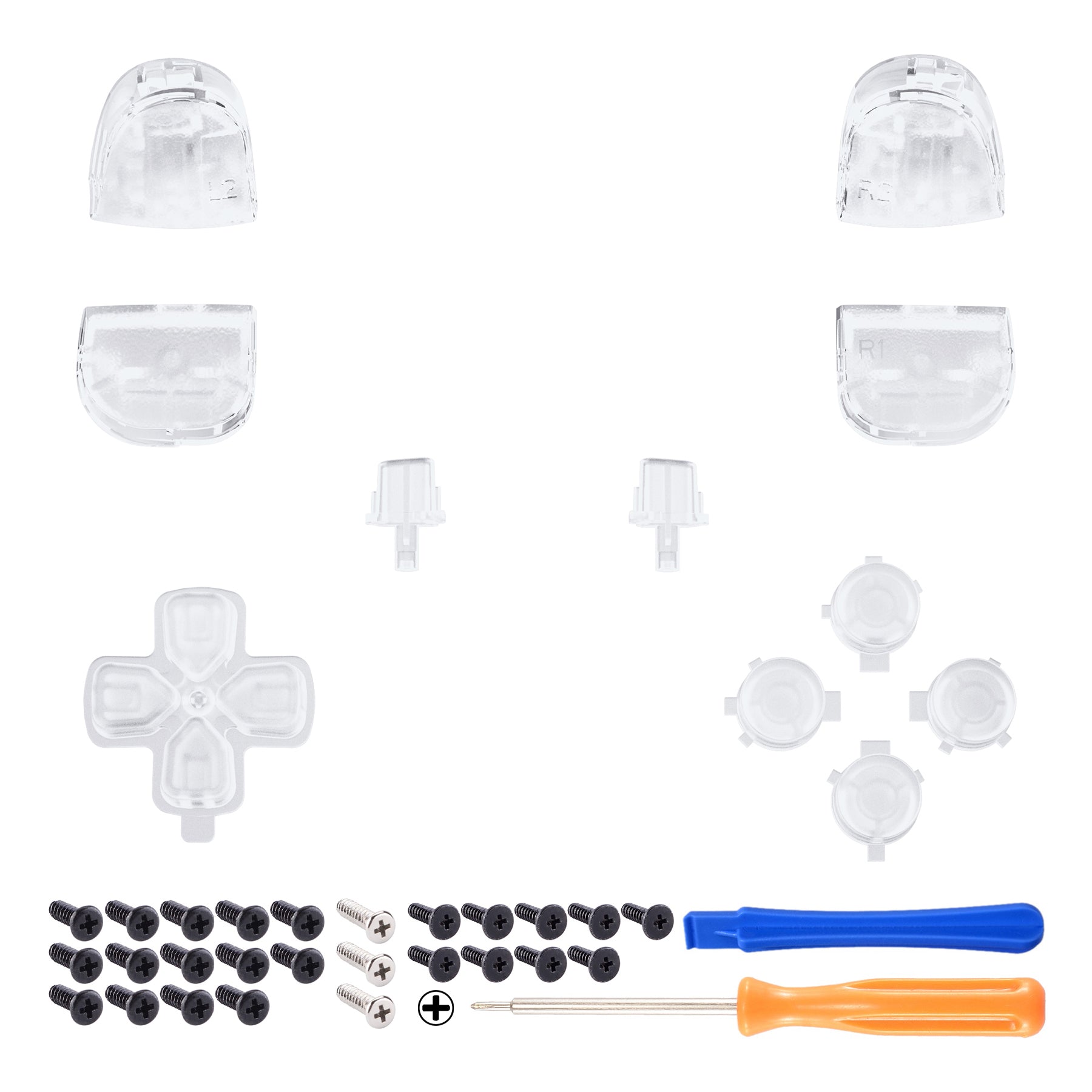 eXtremeRate Replacement Full Set Buttons Compatible with PS5 Controller BDM-010/020 - Clear eXtremeRate
