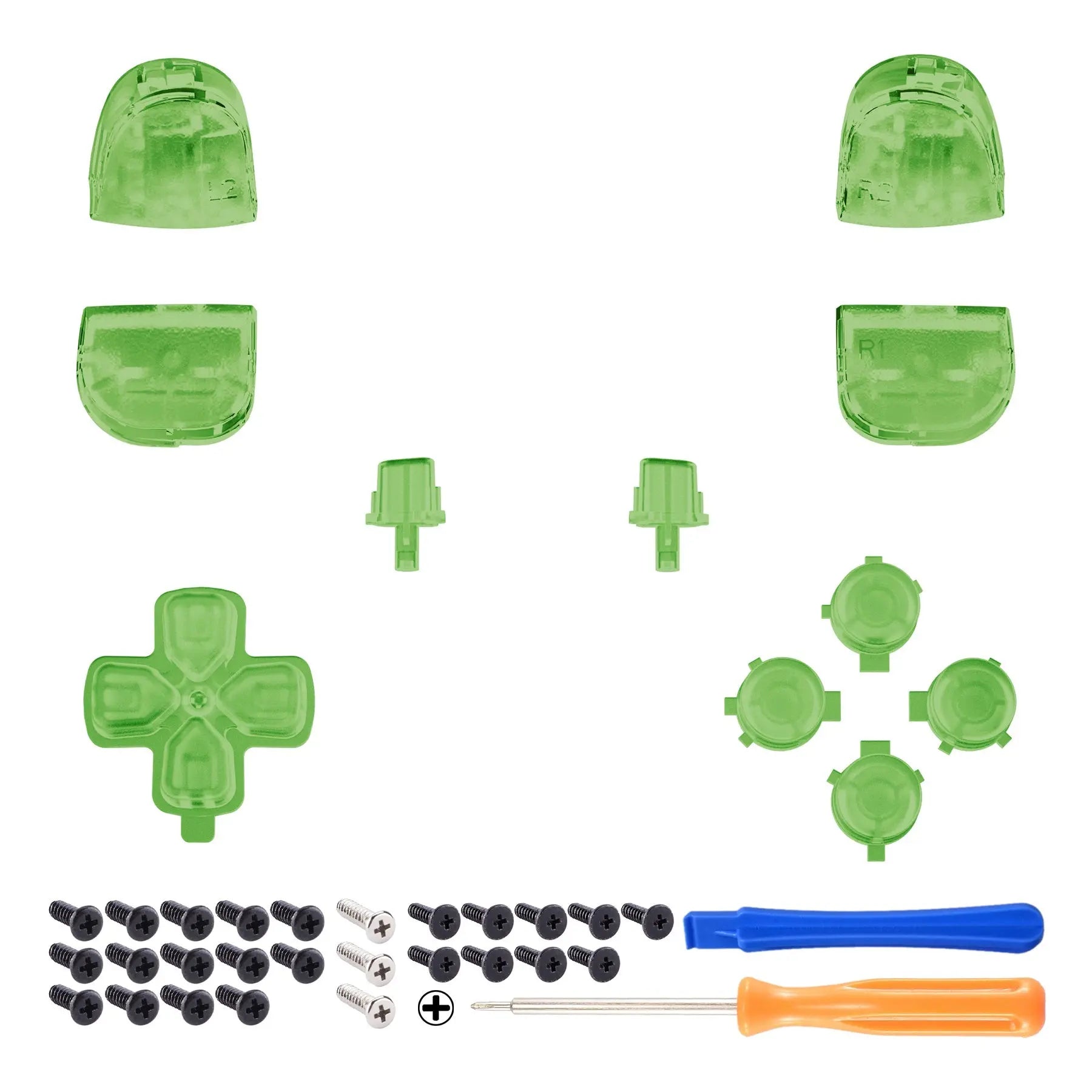 eXtremeRate Replacement Full Set Buttons Compatible with PS5 Controller BDM-010/020 - Clear Green eXtremeRate