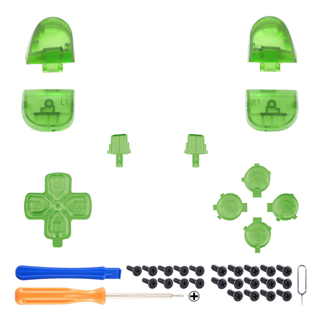 eXtremeRate Replacement Full Set Buttons Compatible with PS5 Controller BDM-030/040/050/060 - Clear Green eXtremeRate