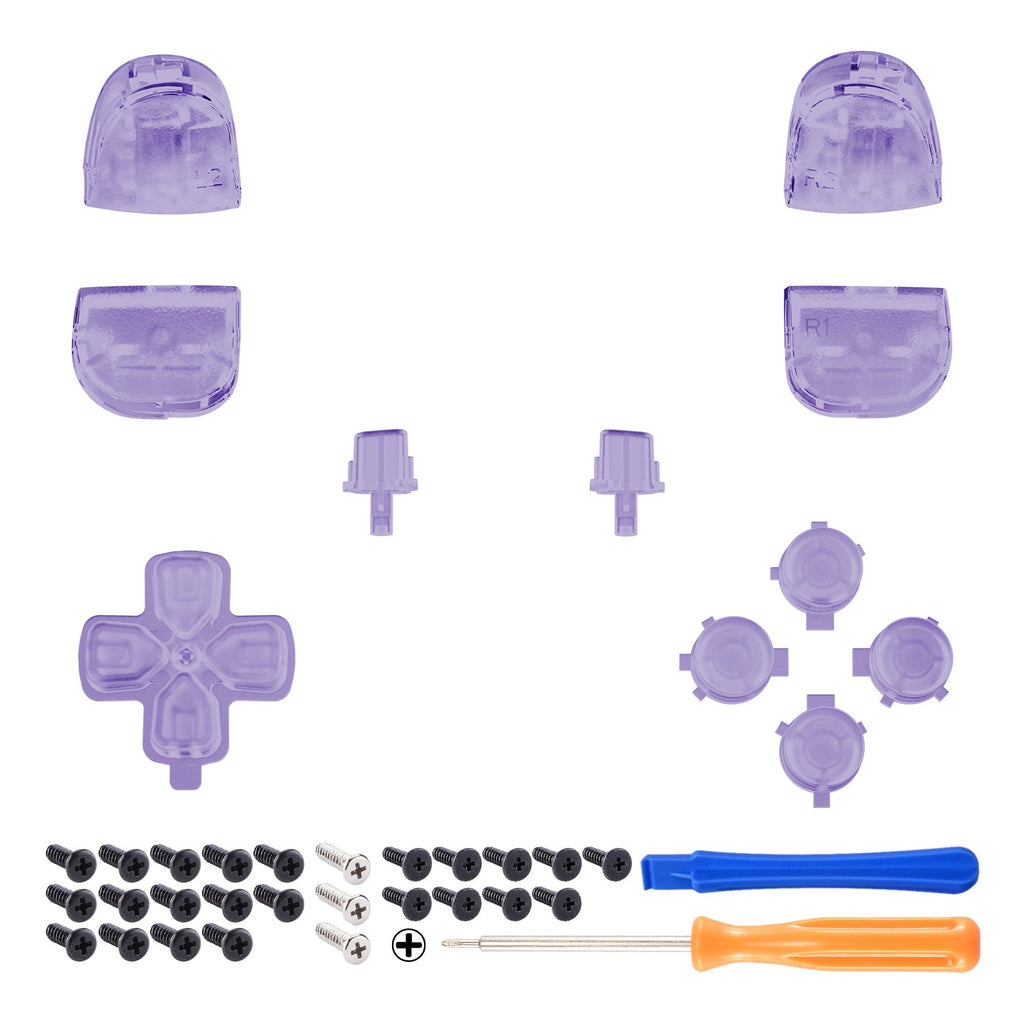 eXtremeRate Replacement Full Set Buttons Compatible with PS5 Controller BDM-010/020 - Clear Atomic Purple eXtremeRate