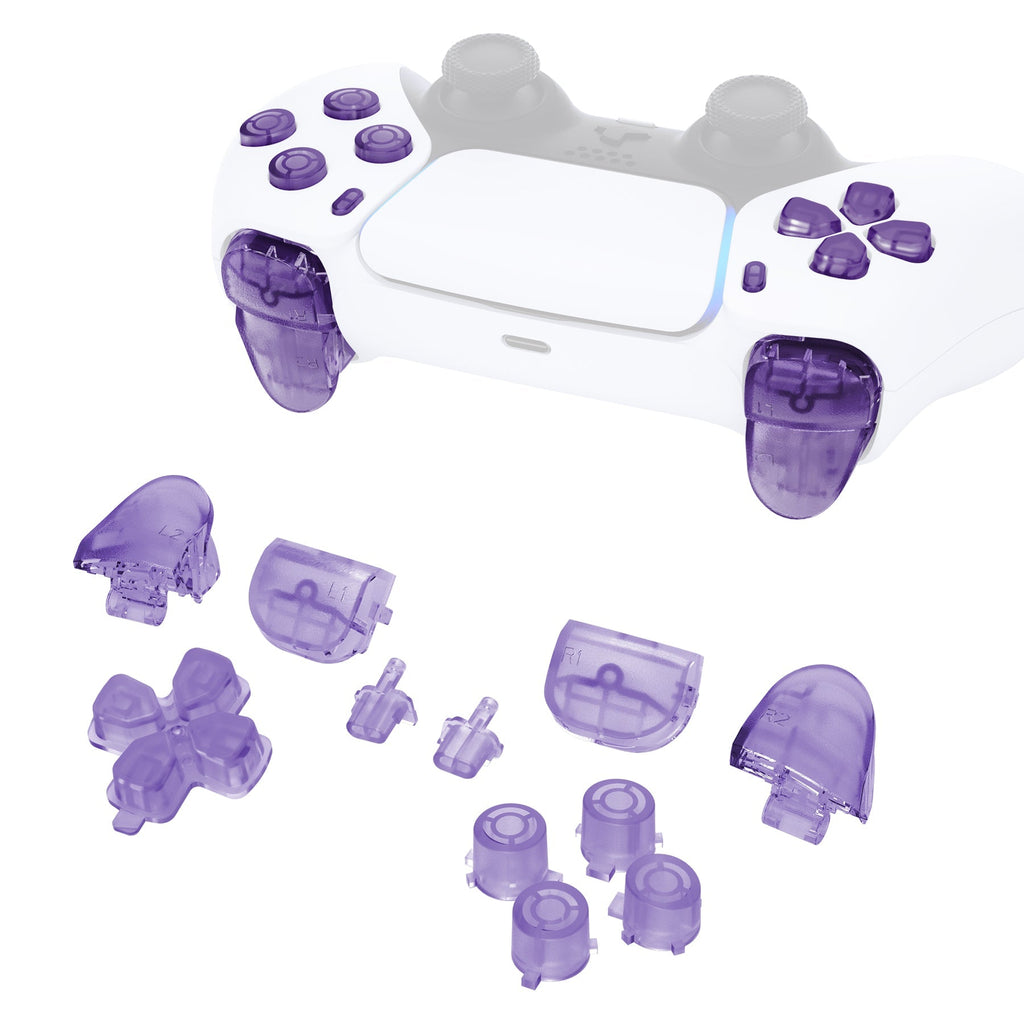 eXtremeRate Replacement Full Set Buttons Compatible with PS5 Controller BDM-010/020 - Clear Atomic Purple eXtremeRate