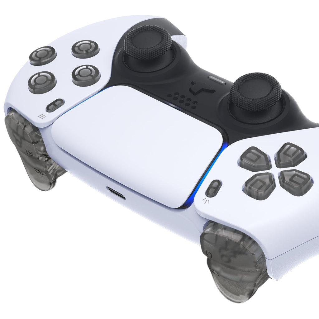 eXtremeRate Replacement Full Set Buttons Compatible with PS5 Controller BDM-030/040/050/060 - Clear Black eXtremeRate