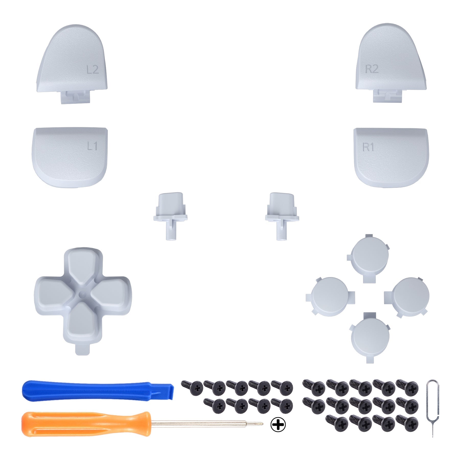 eXtremeRate Replacement Full Set Buttons Compatible with PS5 Controller BDM-030/040/050/060 - Original White eXtremeRate