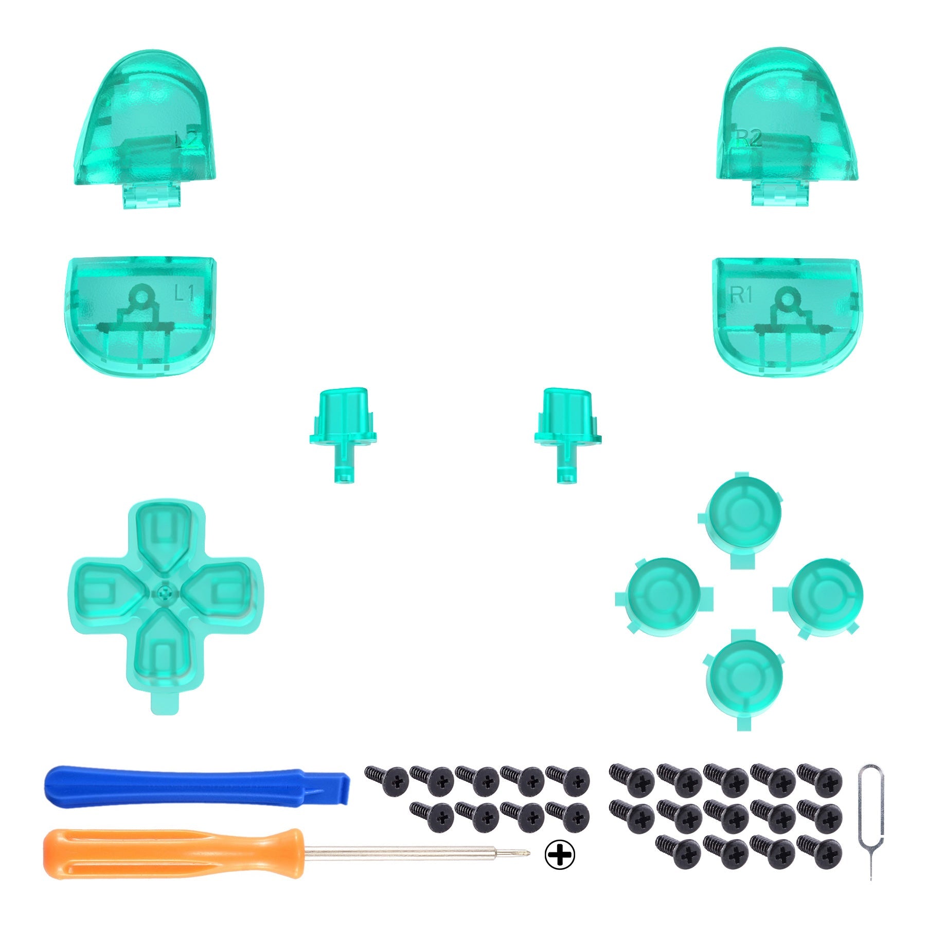 eXtremeRate Replacement Full Set Buttons Compatible with PS5 Controller BDM-030/040/050/060 - Emerald Green eXtremeRate