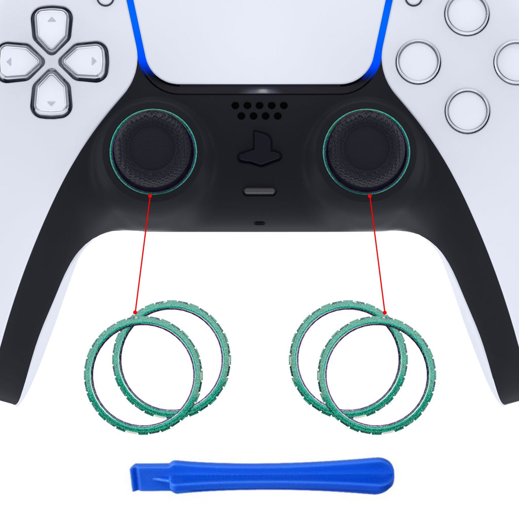 eXtremeRate Custom Replacement Accent Rings for PS5 Controller - Chameleon Green Purple Glossy eXtremeRate
