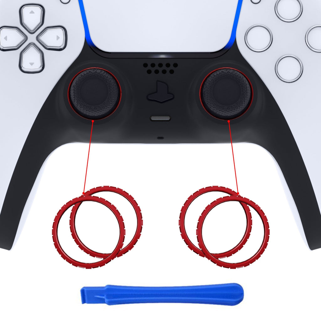 eXtremeRate Custom Replacement Accent Rings for PS5 Controller - Scarlet Red eXtremeRate