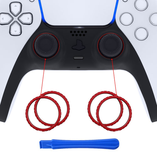 eXtremeRate Custom Replacement Accent Rings for PS5 Controller - Scarlet Red eXtremeRate