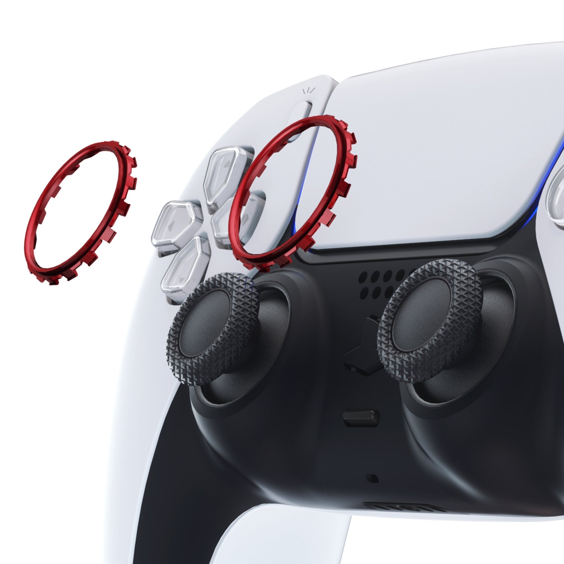eXtremeRate Custom Replacement Accent Rings for PS5 Controller - Scarlet Red eXtremeRate