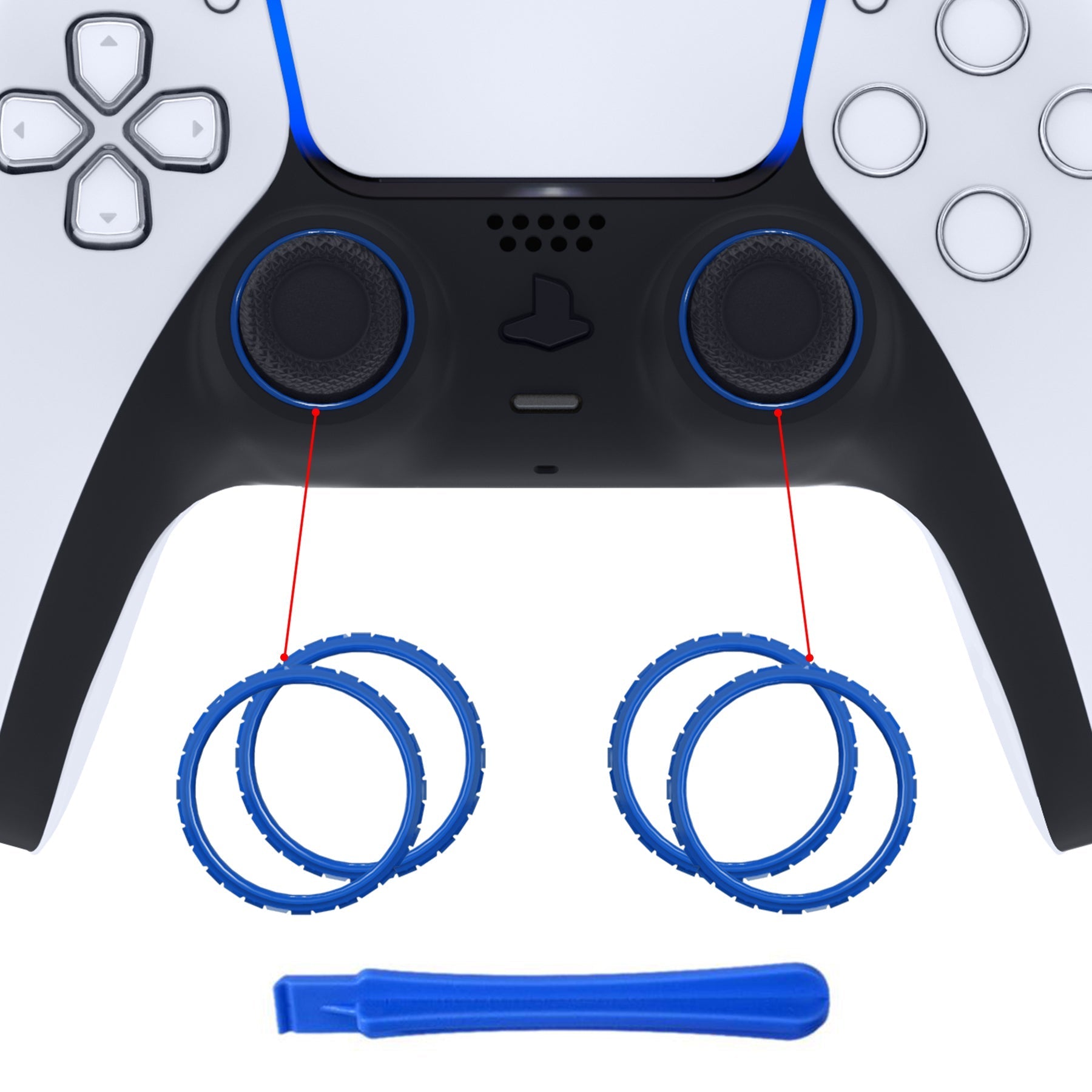 eXtremeRate Custom Replacement Accent Rings for PS5 Controller - Blue eXtremeRate