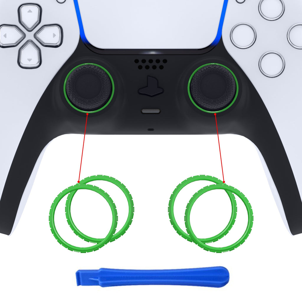 eXtremeRate Custom Replacement Accent Rings for PS5 Controller - Green eXtremeRate