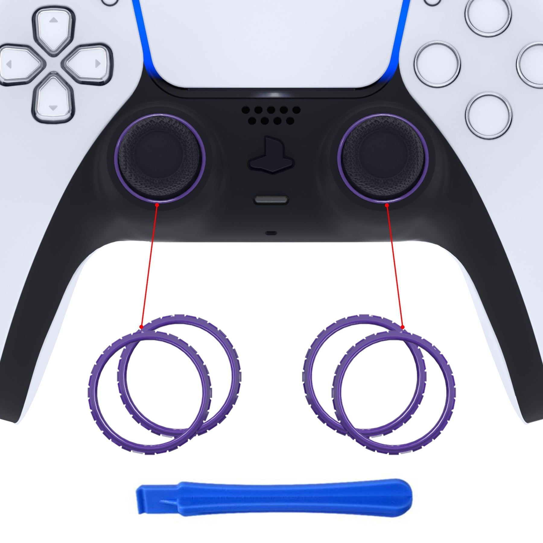 eXtremeRate Custom Replacement Accent Rings for PS5 Controller - Purple eXtremeRate