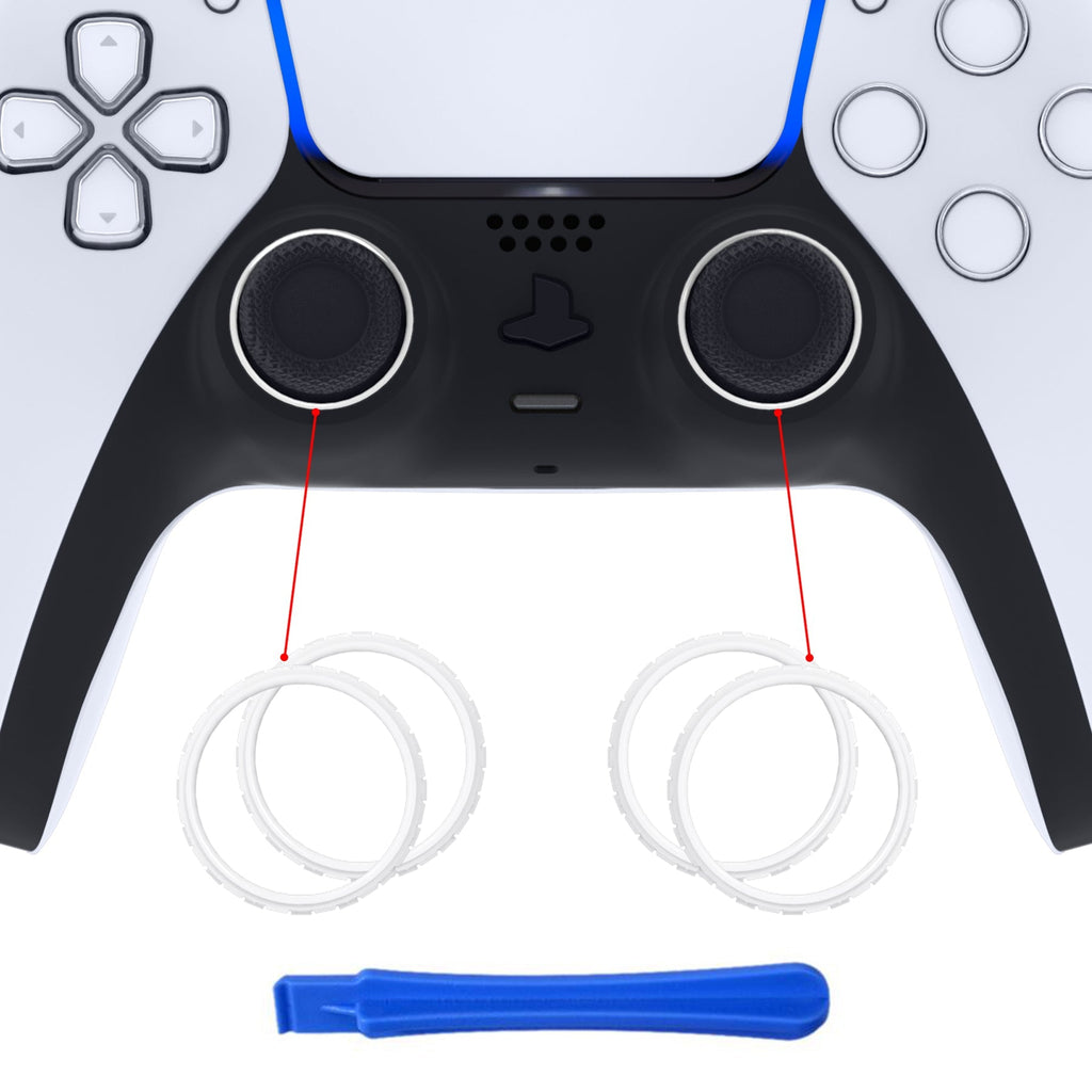 eXtremeRate Custom Replacement Accent Rings for PS5 Controller - White eXtremeRate