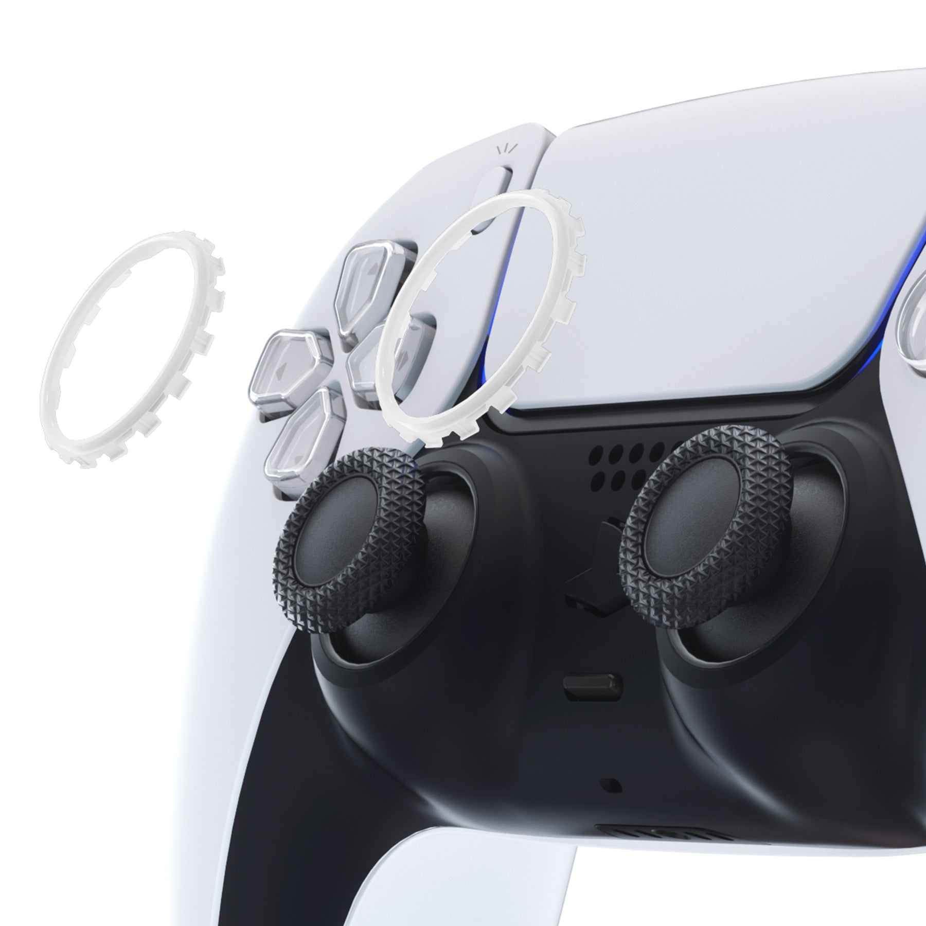 eXtremeRate Custom Replacement Accent Rings for PS5 Controller - White eXtremeRate