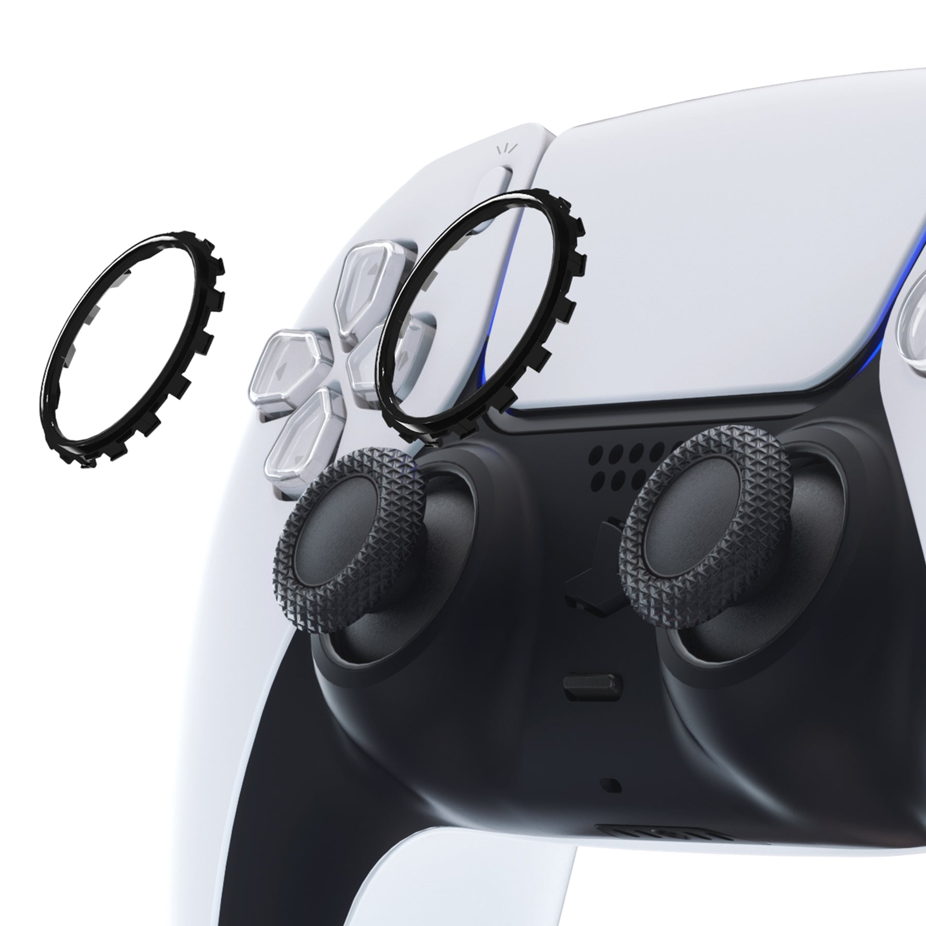 eXtremeRate Custom Replacement Accent Rings for PS5 Controller - Black eXtremeRate