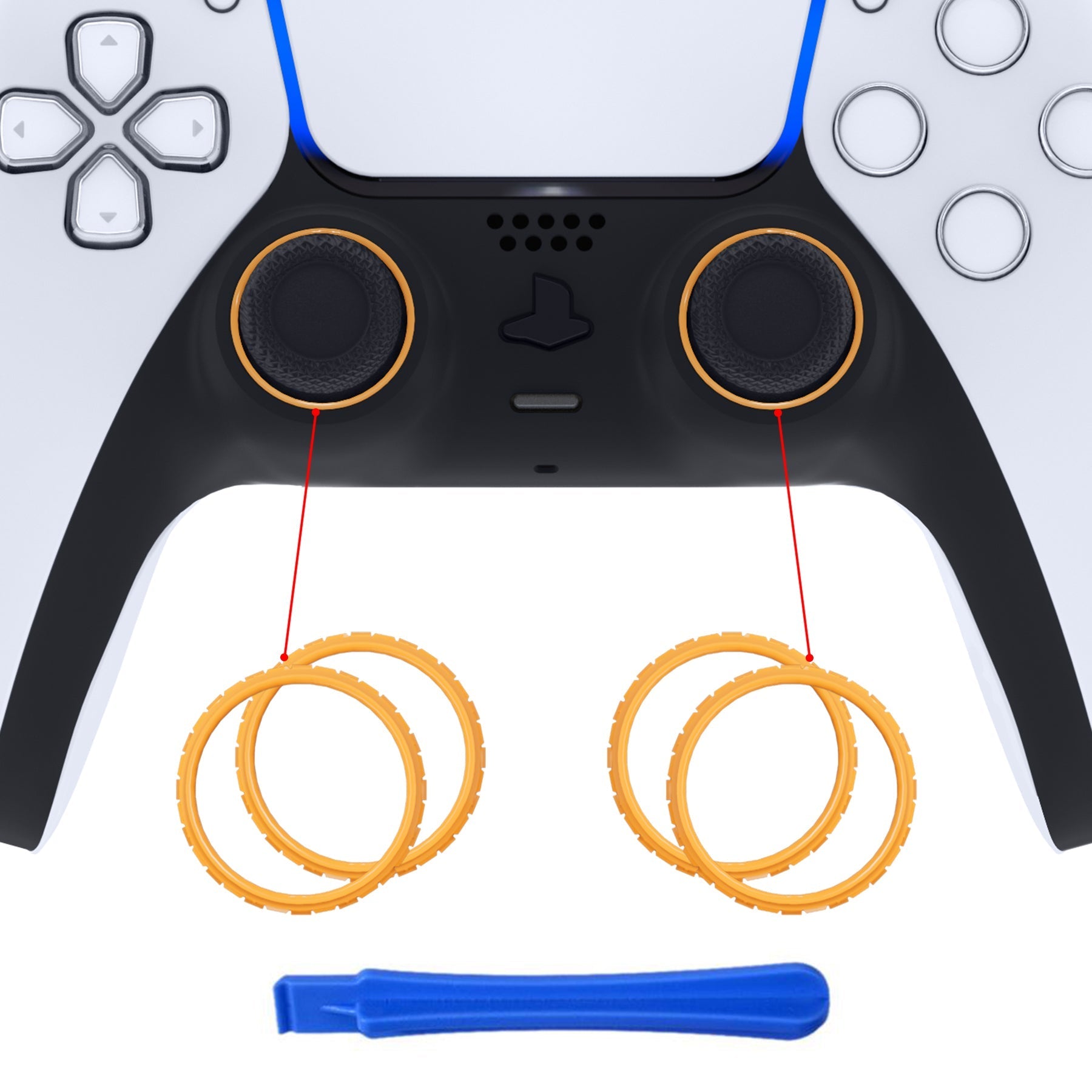eXtremeRate Custom Replacement Accent Rings for PS5 Controller - Caution Yellow eXtremeRate