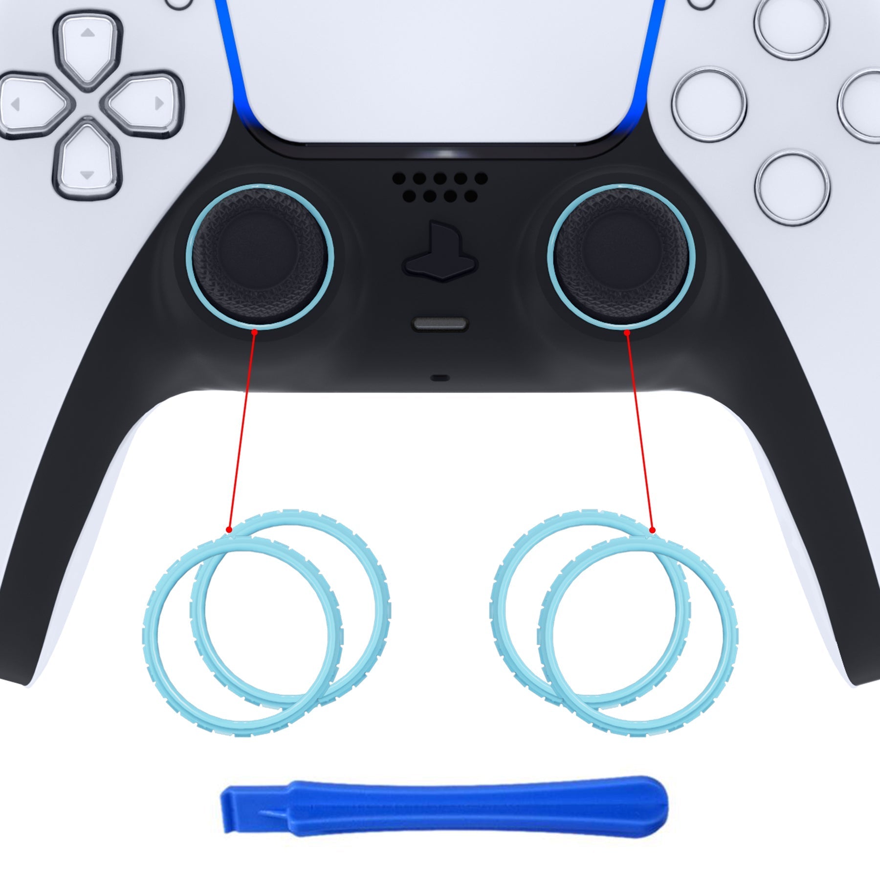 eXtremeRate Custom Replacement Accent Rings for PS5 Controller - Heaven Blue eXtremeRate