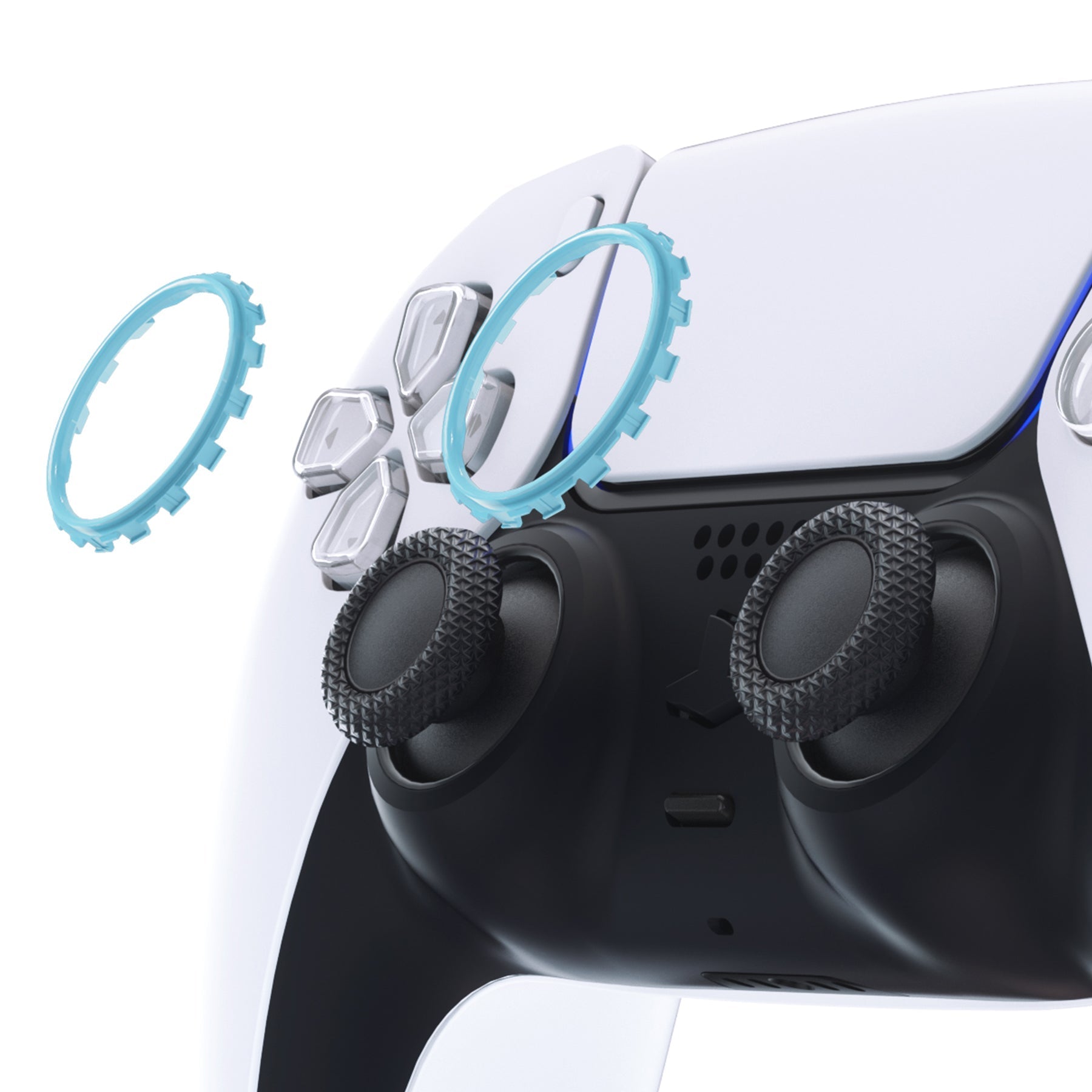 eXtremeRate Custom Replacement Accent Rings for PS5 Controller - Heaven Blue eXtremeRate