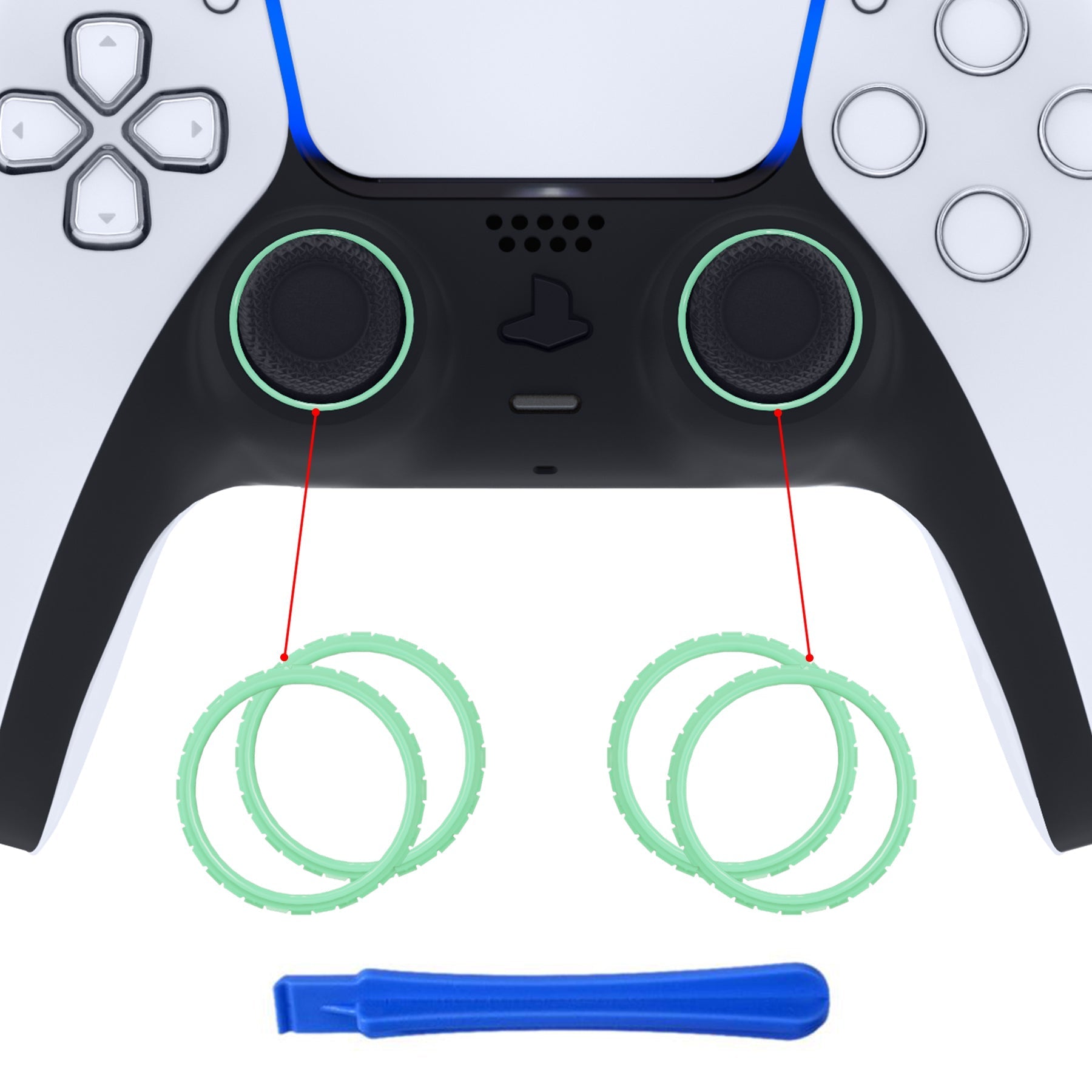 eXtremeRate Custom Replacement Accent Rings for PS5 Controller - Mint Green eXtremeRate