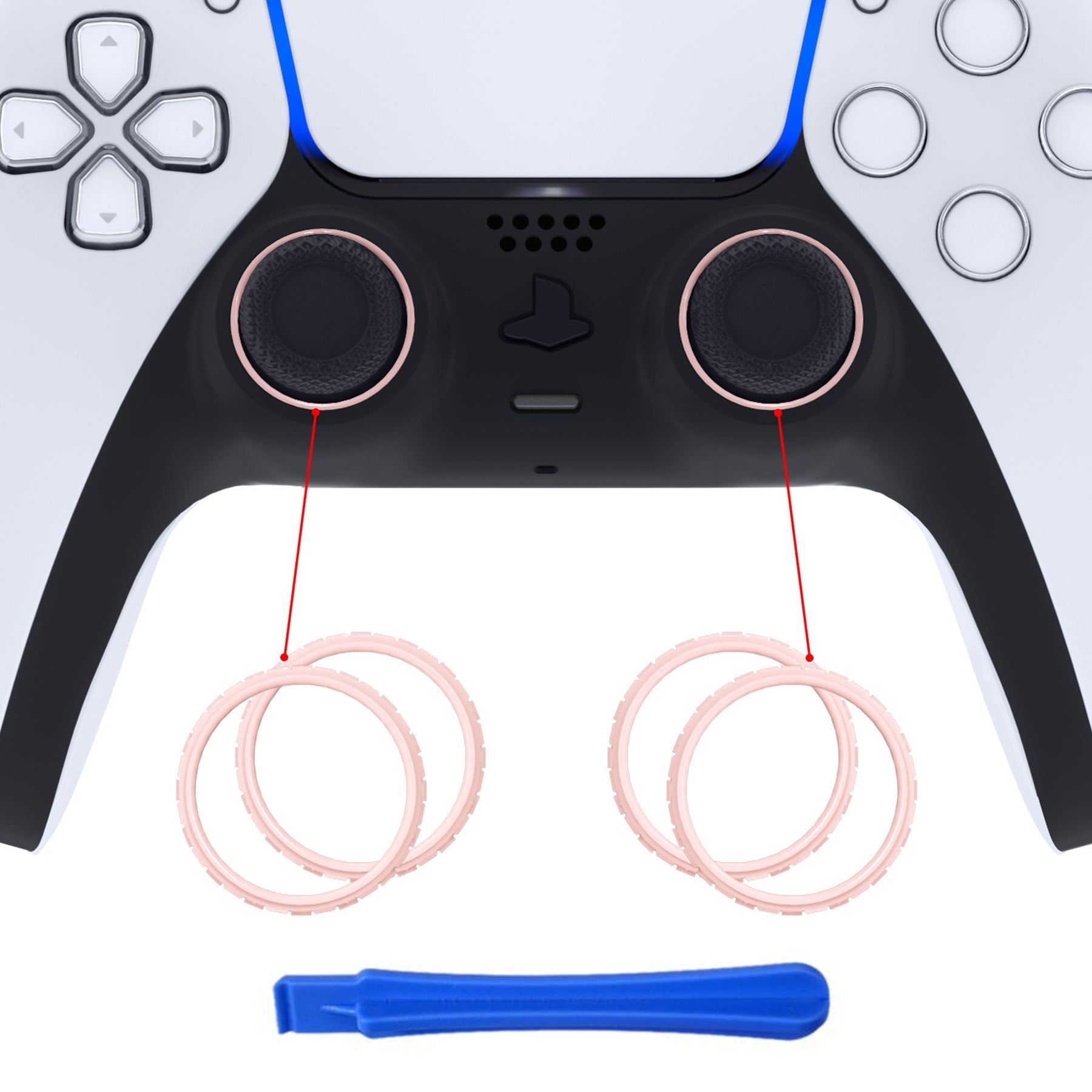 eXtremeRate Custom Replacement Accent Rings for PS5 Controller - Cherry Blossoms Pink eXtremeRate