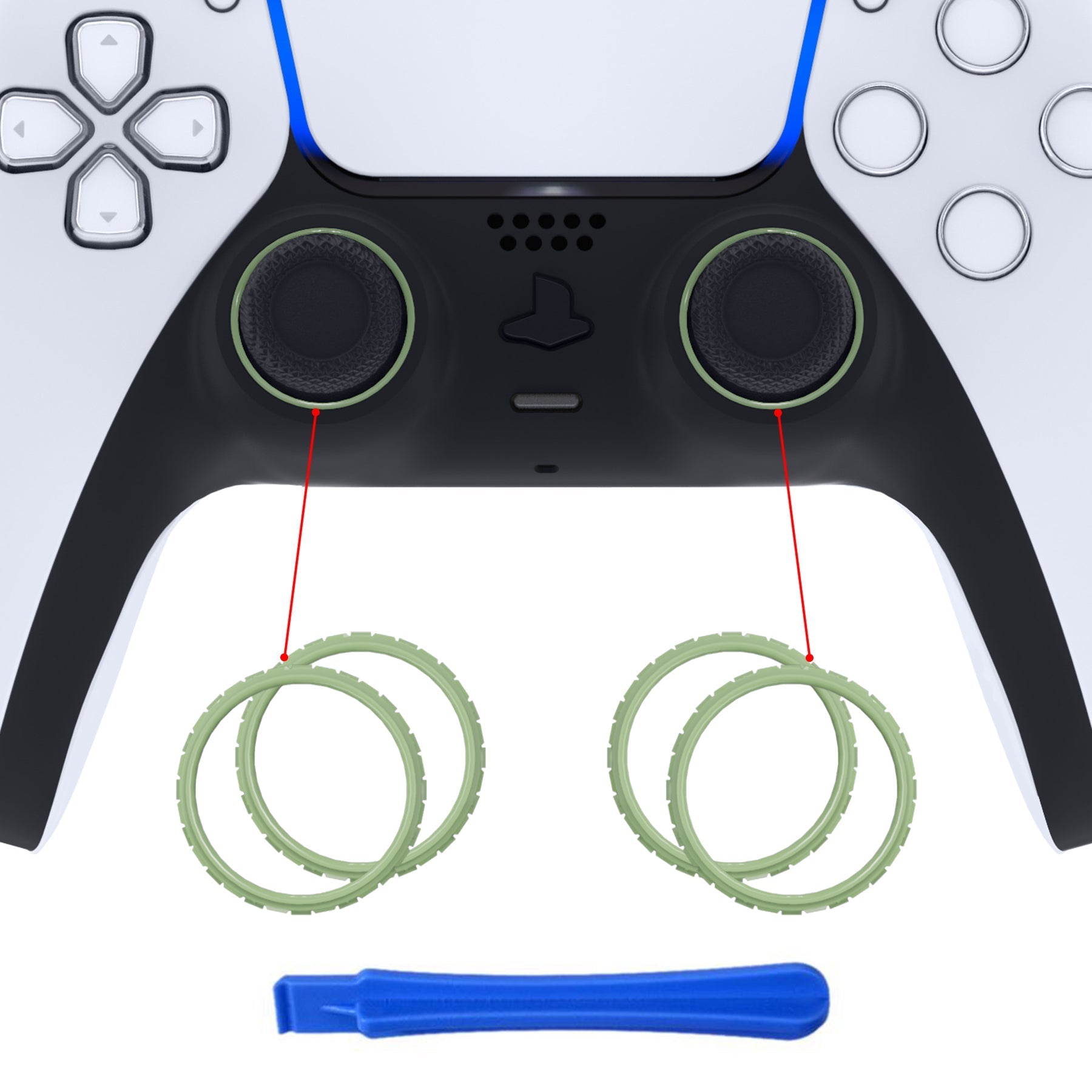 eXtremeRate Custom Replacement Accent Rings for PS5 Controller - Matcha Green eXtremeRate