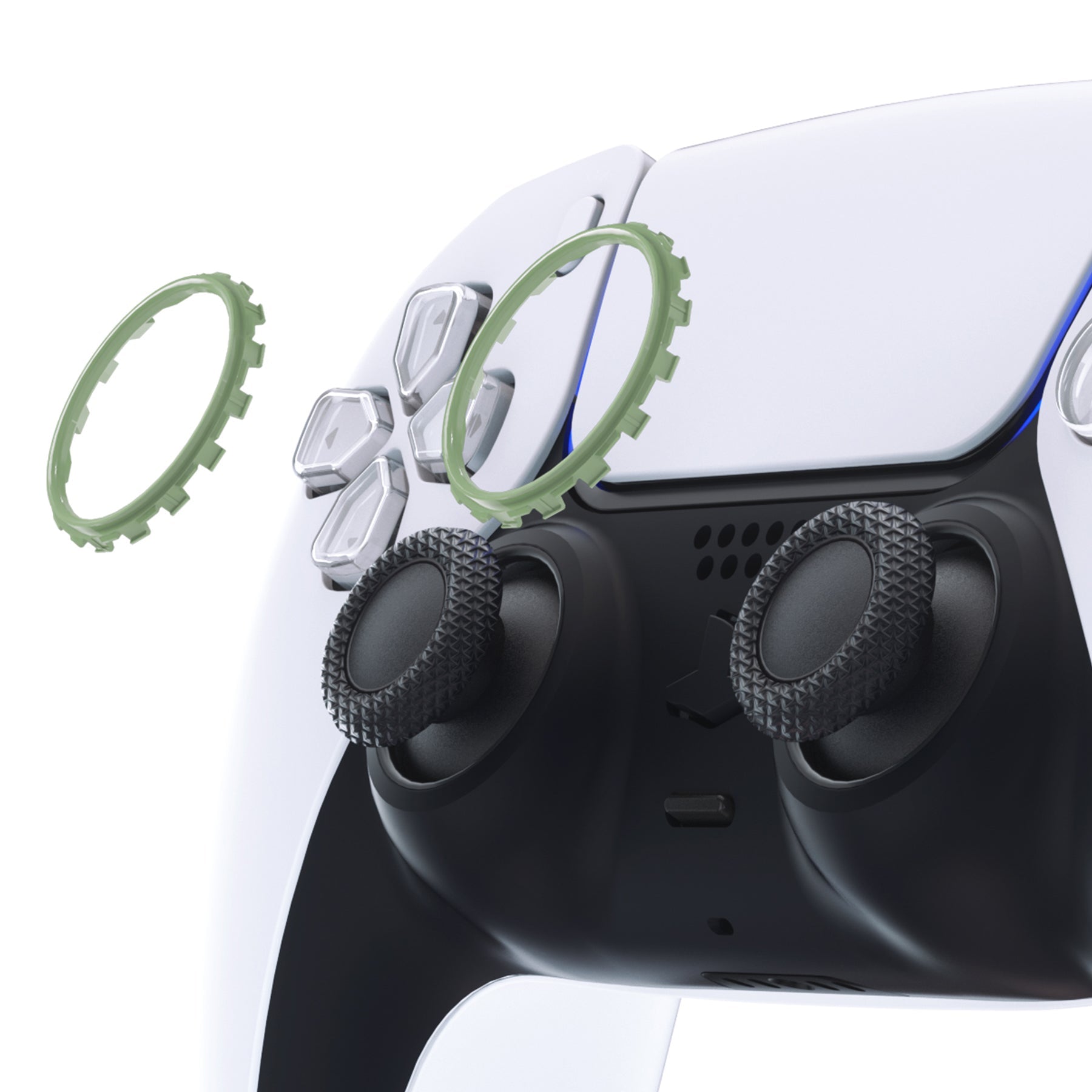 eXtremeRate Custom Replacement Accent Rings for PS5 Controller - Matcha Green eXtremeRate