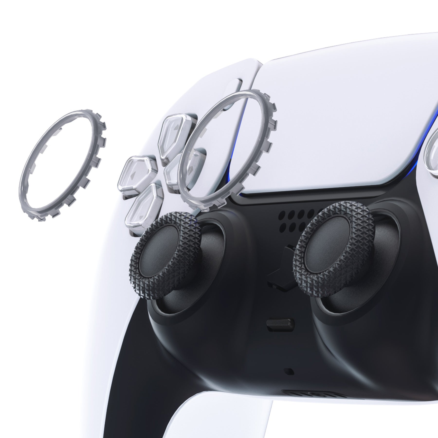 eXtremeRate Custom Replacement Accent Rings for PS5 Controller - New Hope Gray eXtremeRate