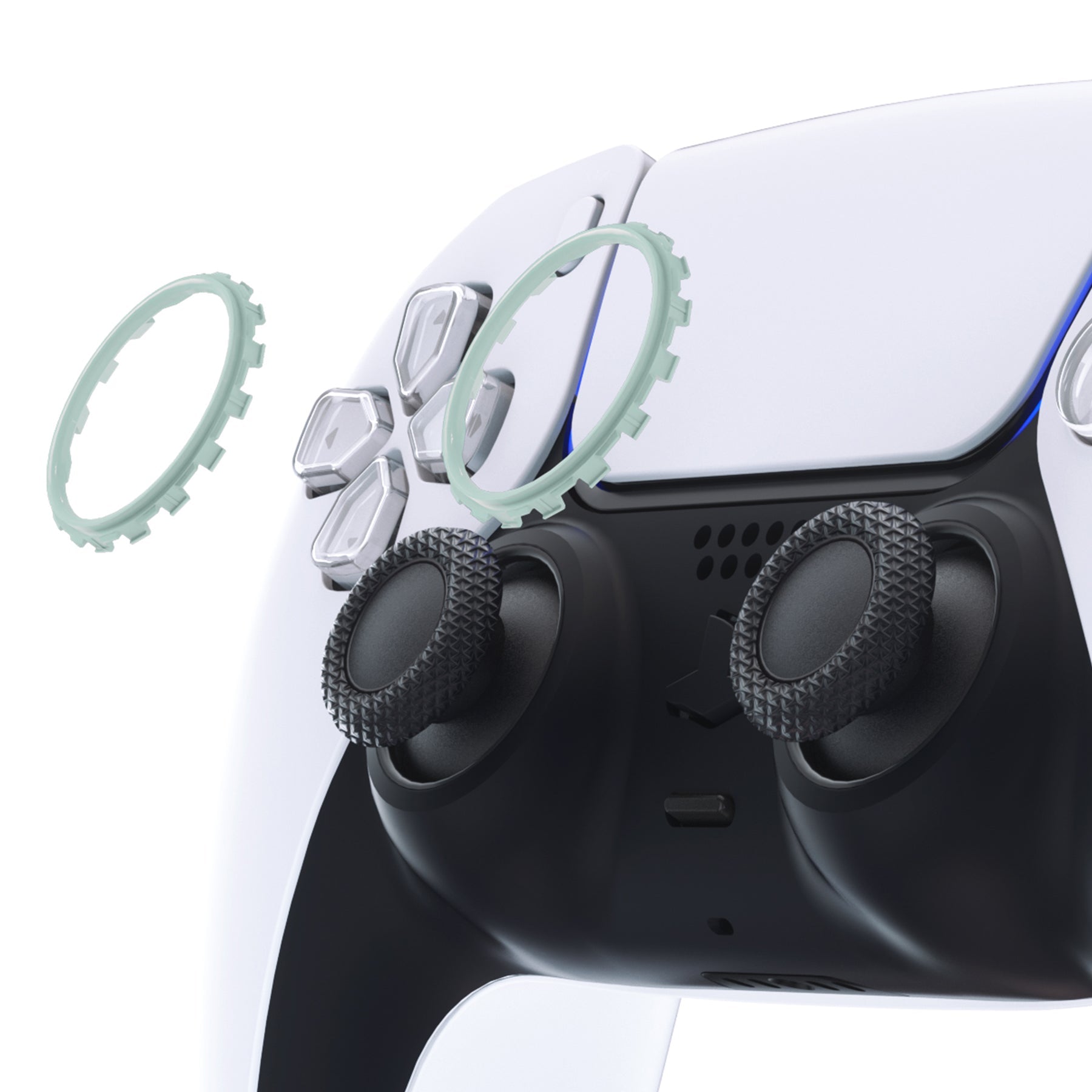eXtremeRate Custom Replacement Accent Rings for PS5 Controller - Light Cyan eXtremeRate