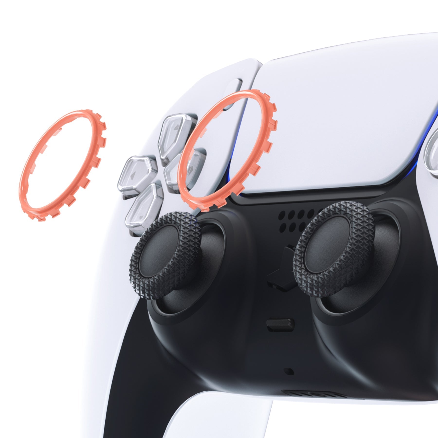 eXtremeRate Custom Replacement Accent Rings for PS5 Controller - Coral eXtremeRate
