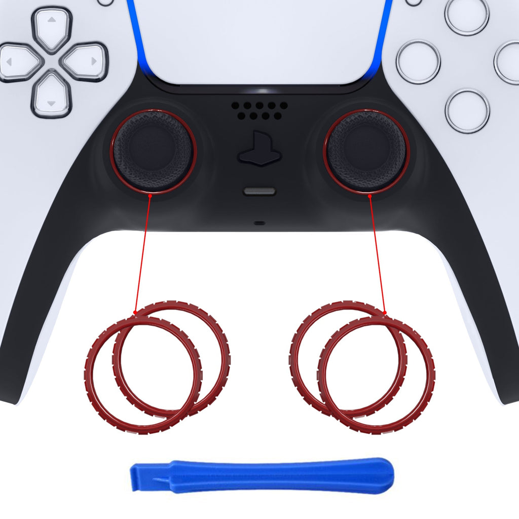 eXtremeRate Custom Replacement Accent Rings for PS5 Controller - Carmine Red eXtremeRate