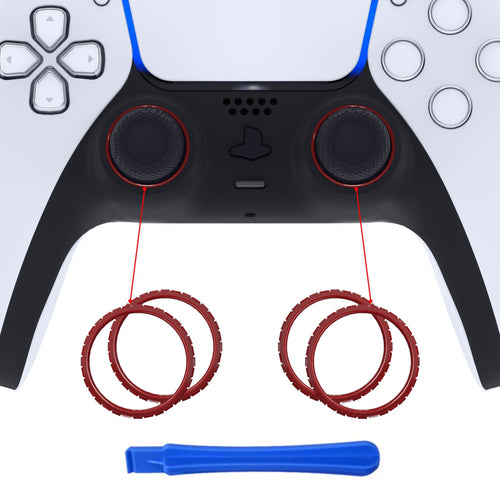 eXtremeRate Custom Replacement Accent Rings for PS5 Controller - Carmine Red eXtremeRate