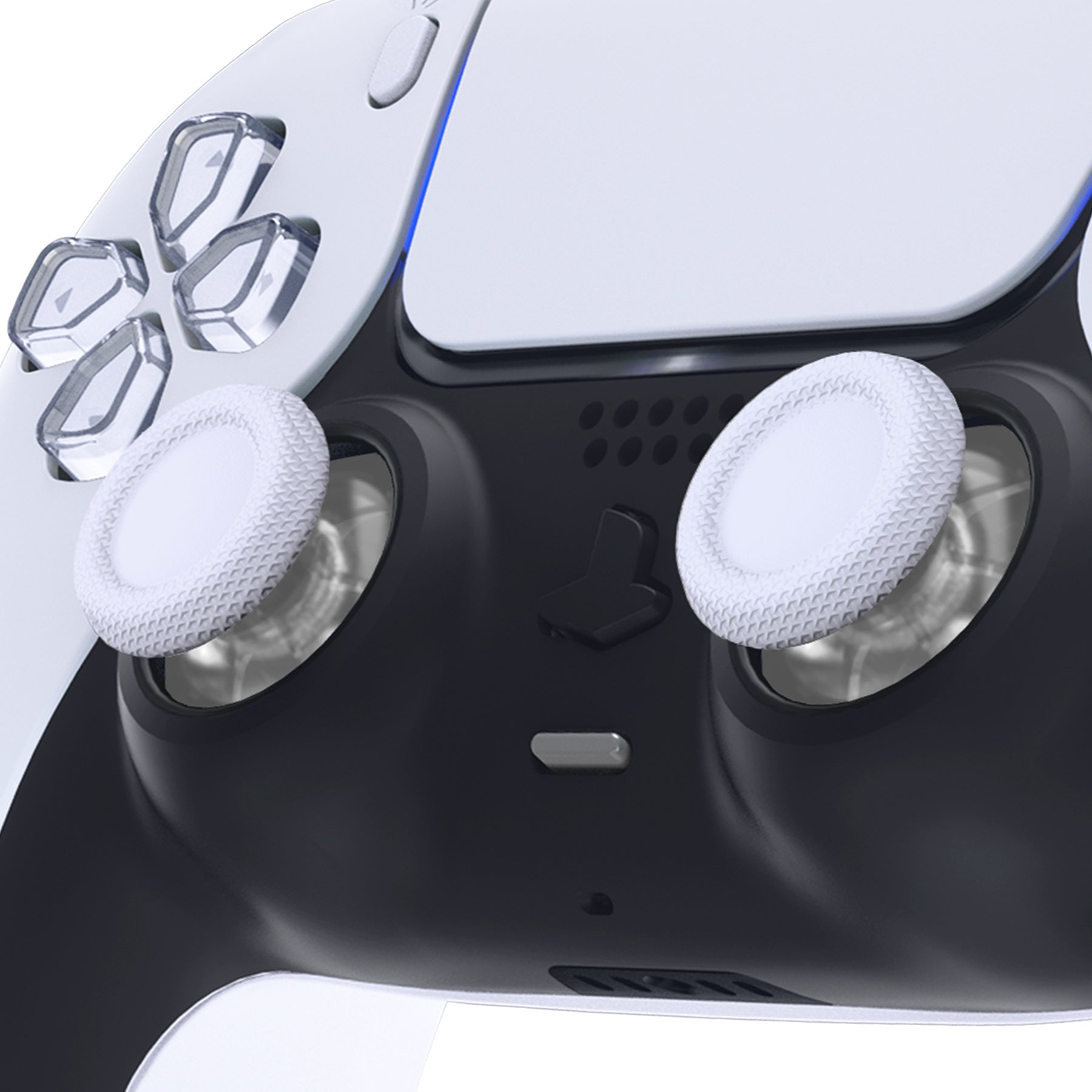 eXtremeRate Replacement Dual-Color Thumbsticks Analog Stick Joystick Compatible with PS5 & PS4 All Model Controller - Solid White & Clear eXtremeRate