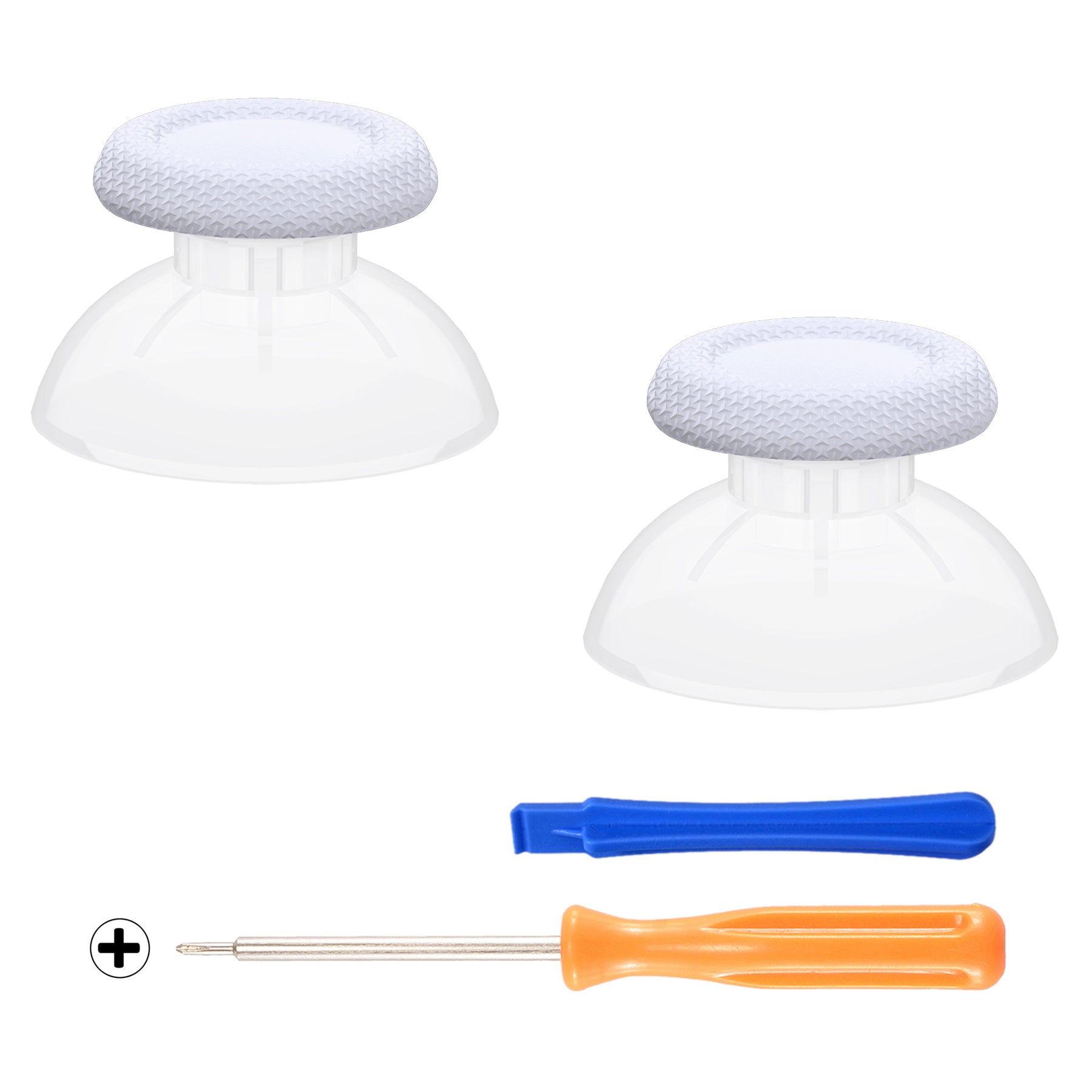 eXtremeRate Replacement Dual-Color Thumbsticks Analog Stick Joystick Compatible with PS5 & PS4 All Model Controller - Solid White & Clear eXtremeRate