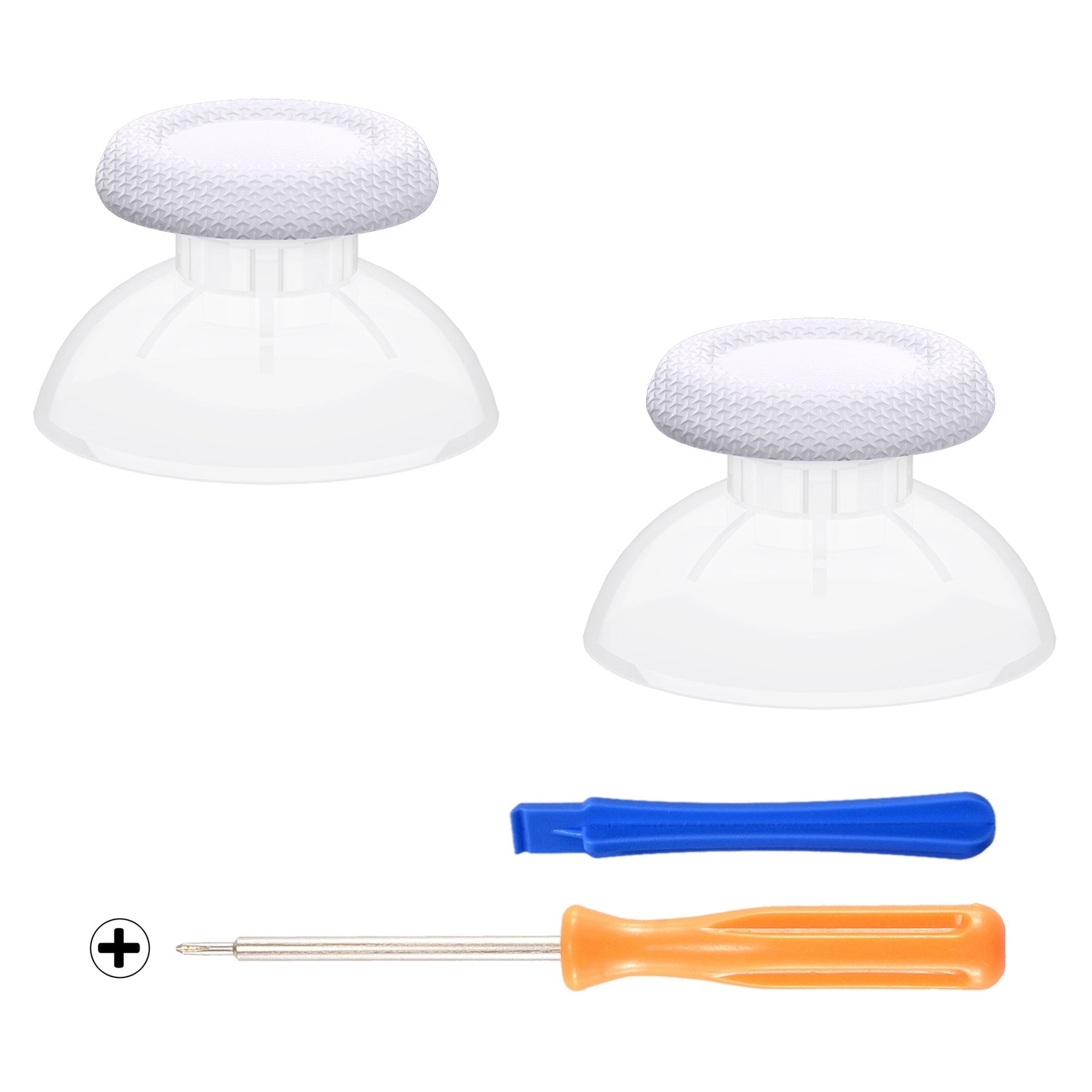 eXtremeRate Replacement Dual-Color Thumbsticks Analog Stick Joystick Compatible with PS5 & PS4 All Model Controller - White & Clear eXtremeRate