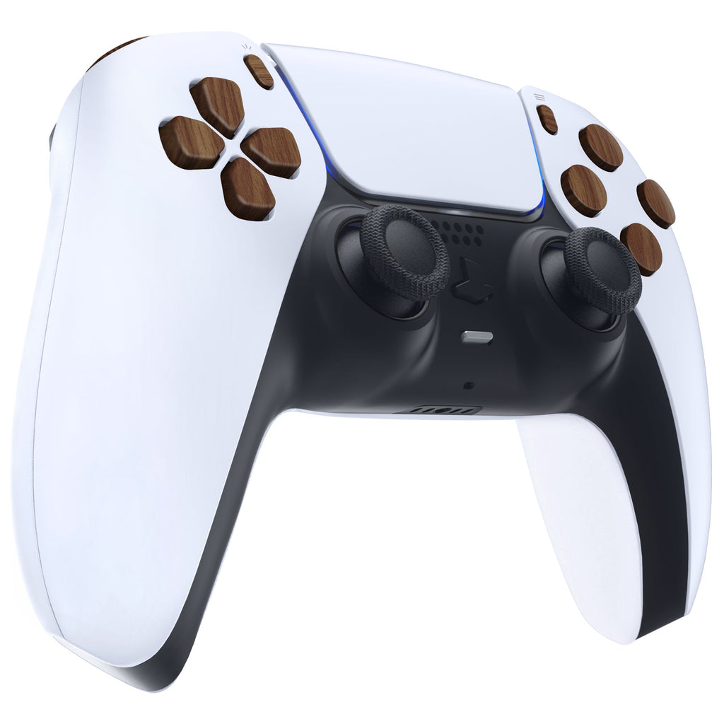 eXtremeRate Replacement Full Set Buttons Compatible with PS5 Controller BDM-030/040/050/060 - Wood Grain eXtremeRate