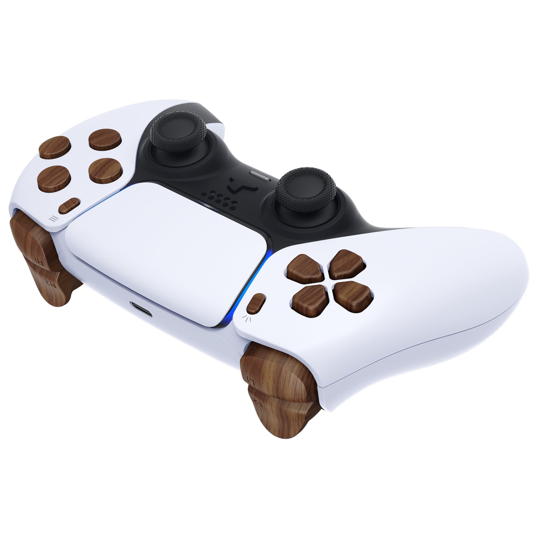 eXtremeRate Replacement Full Set Buttons Compatible with PS5 Controller BDM-030/040/050/060 - Wood Grain eXtremeRate