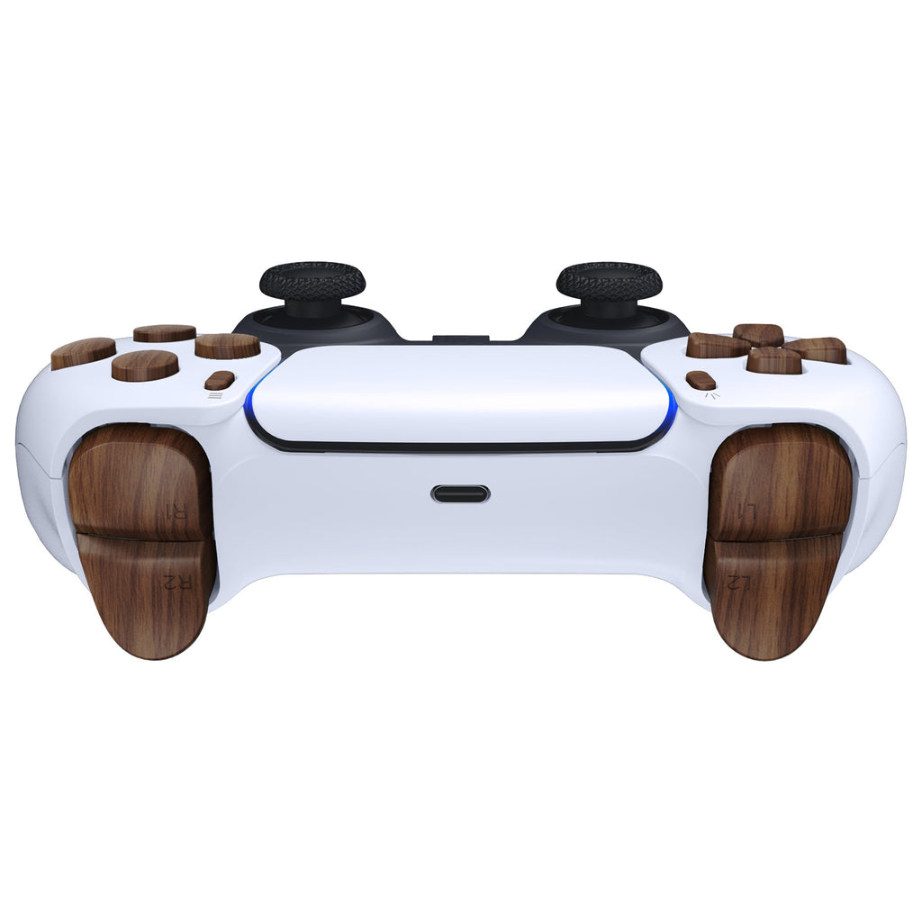 eXtremeRate Replacement Full Set Buttons Compatible with PS5 Controller BDM-030/040/050/060 - Wood Grain eXtremeRate