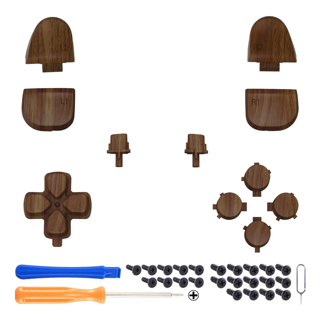 eXtremeRate Replacement Full Set Buttons Compatible with PS5 Controller BDM-030/040/050/060 - Wood Grain eXtremeRate