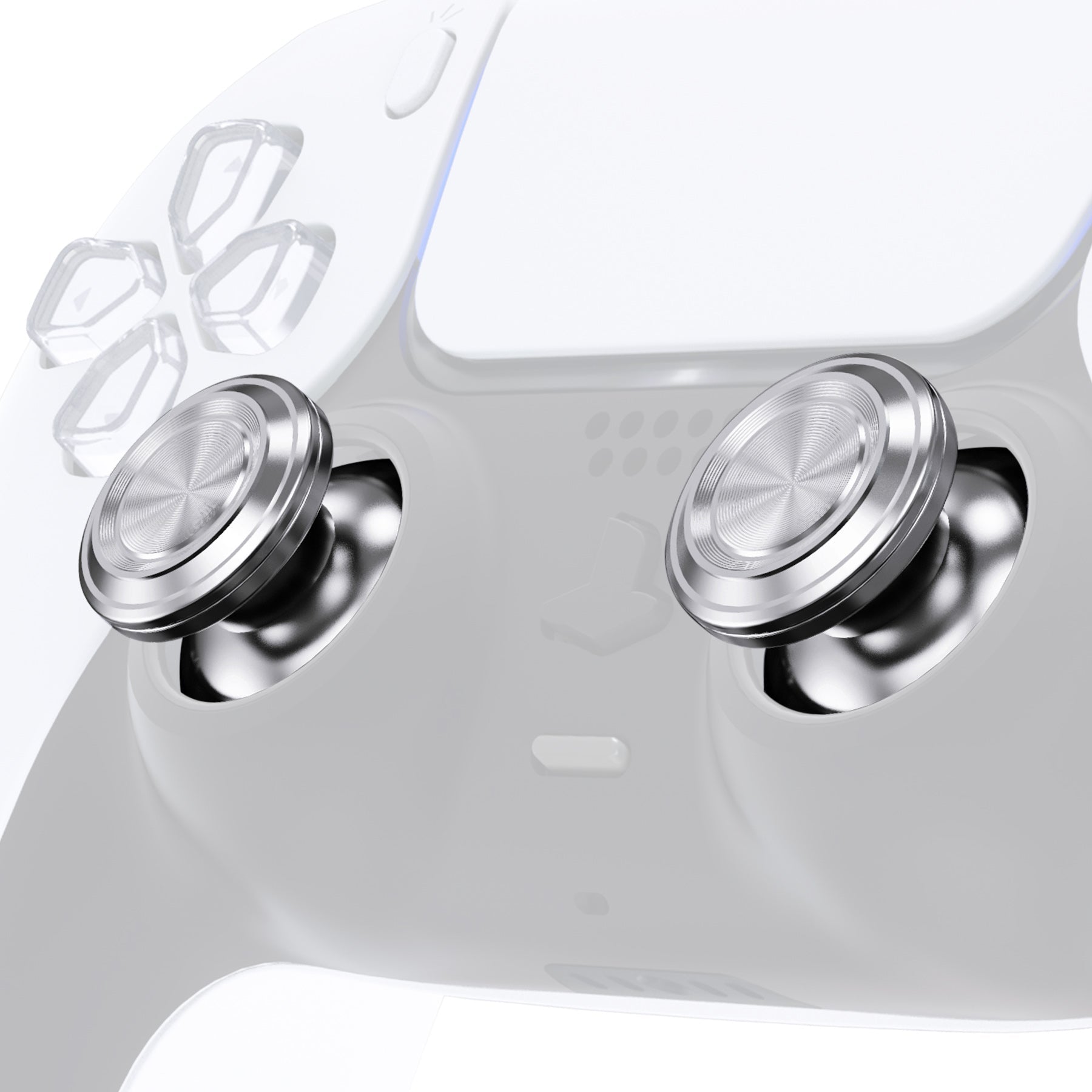 eXtremeRate Replacement Aluminum Metal Thumbsticks Compatible with PS5 & PS4 Controller - Silver eXtremeRate