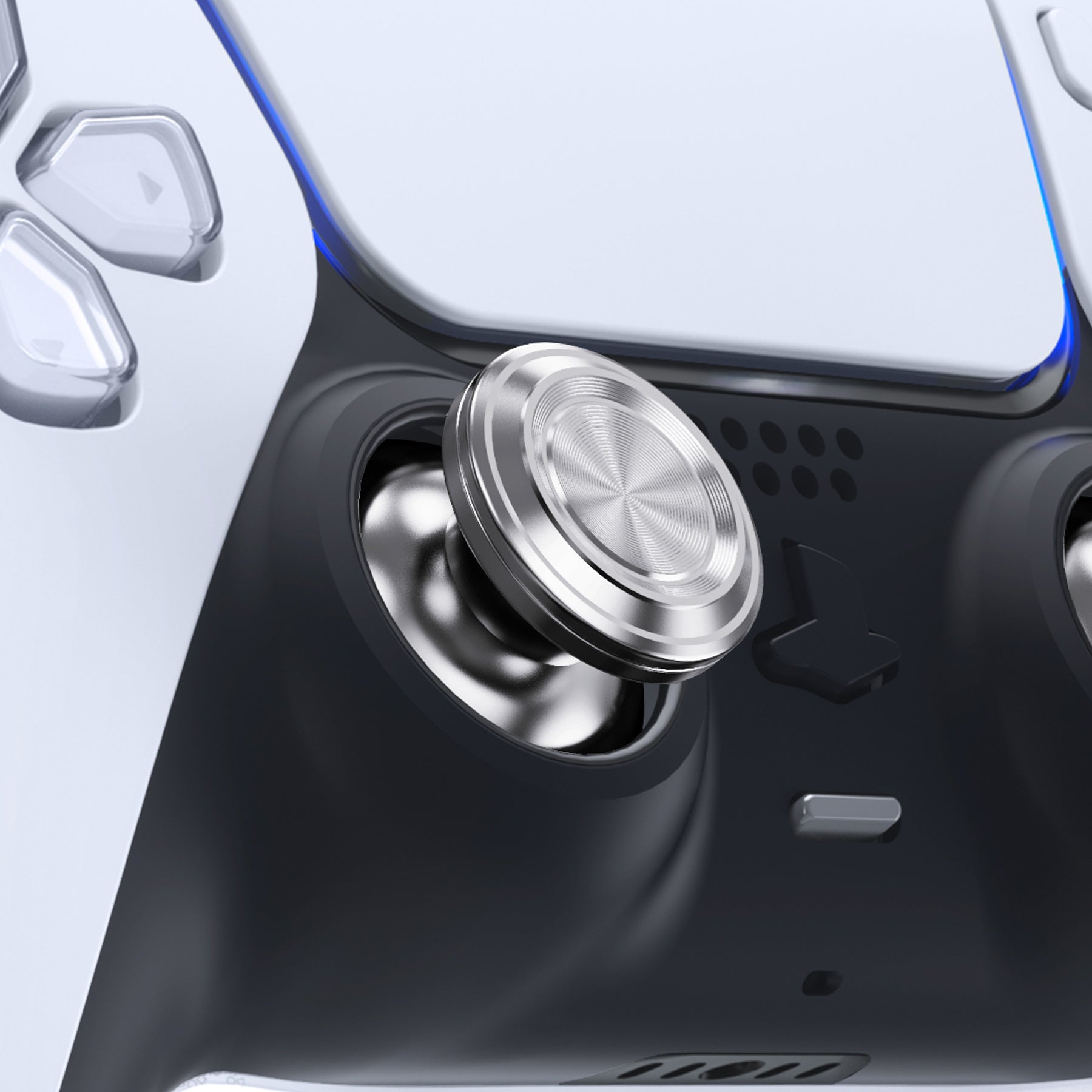 eXtremeRate Replacement Aluminum Metal Thumbsticks Compatible with PS5 & PS4 Controller - Silver eXtremeRate
