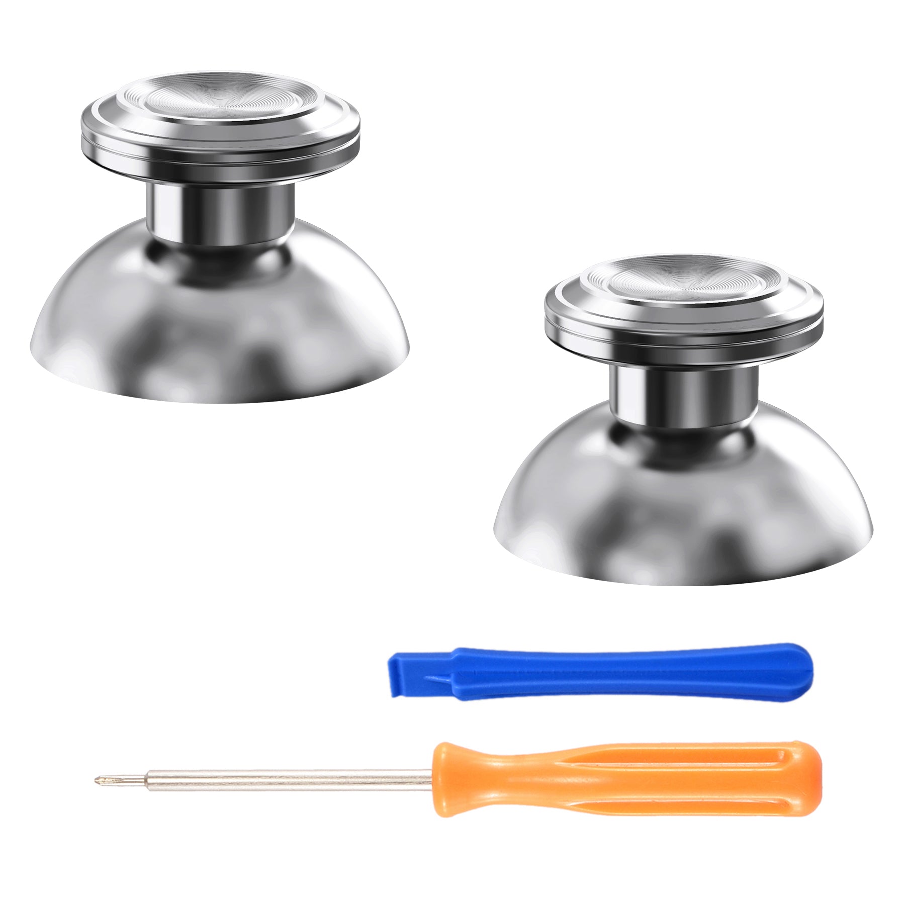 eXtremeRate Replacement Aluminum Metal Thumbsticks Compatible with PS5 & PS4 Controller - Silver eXtremeRate