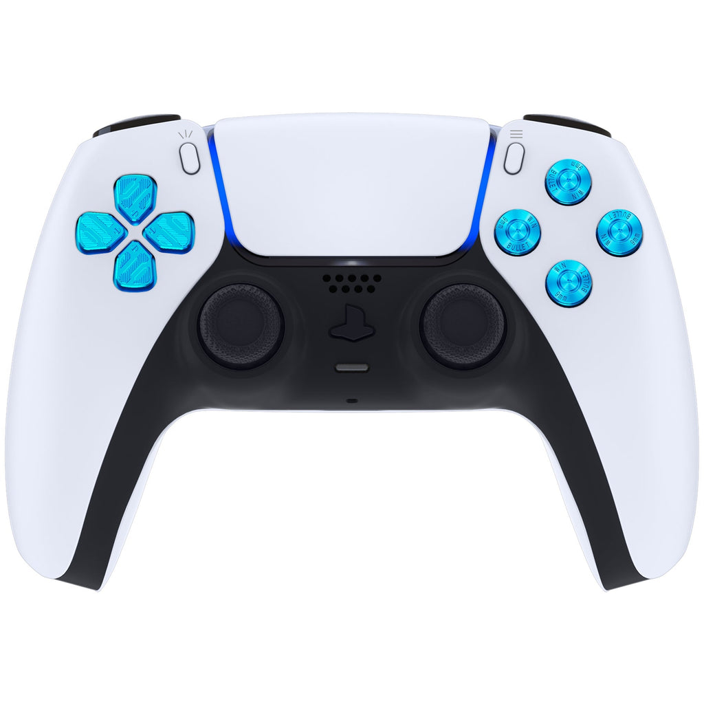 eXtremeRate Replacement Aluminum Metal Dpad ABXY Buttons for PS5 Controller - Blue eXtremeRate