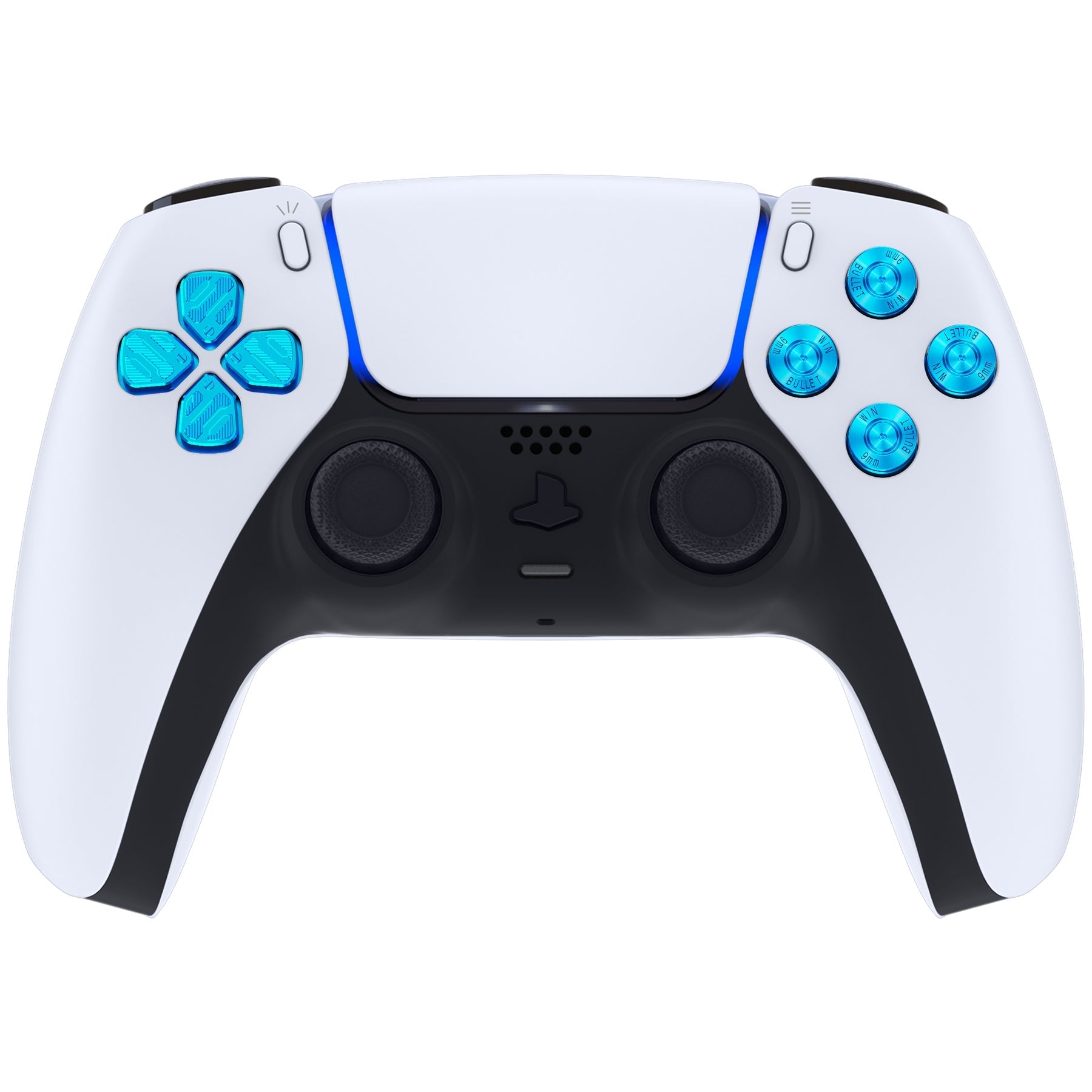 eXtremeRate Replacement Aluminum Metal Dpad ABXY Buttons for PS5 Controller - Blue eXtremeRate