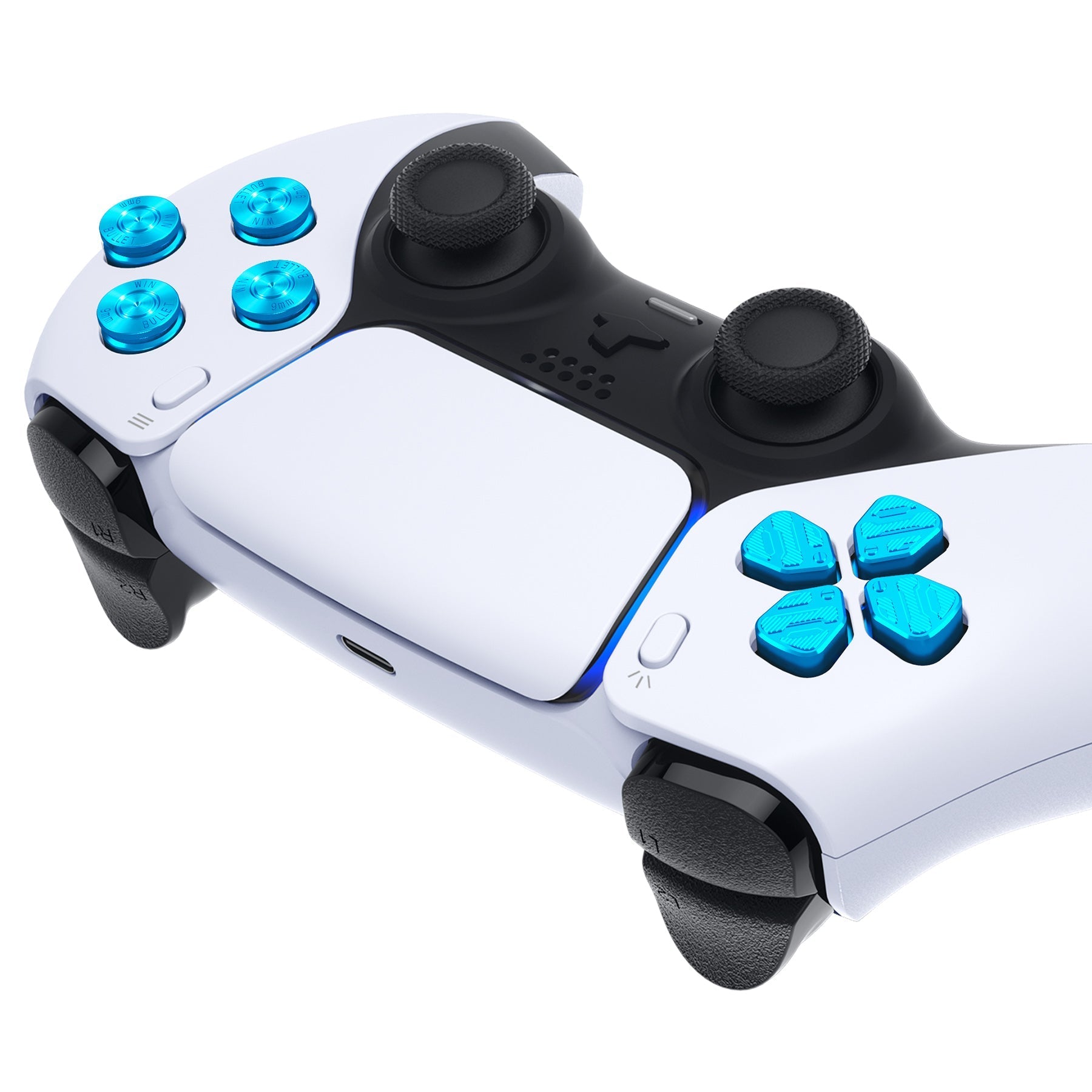eXtremeRate Replacement Aluminum Metal Dpad ABXY Buttons for PS5 Controller - Blue eXtremeRate