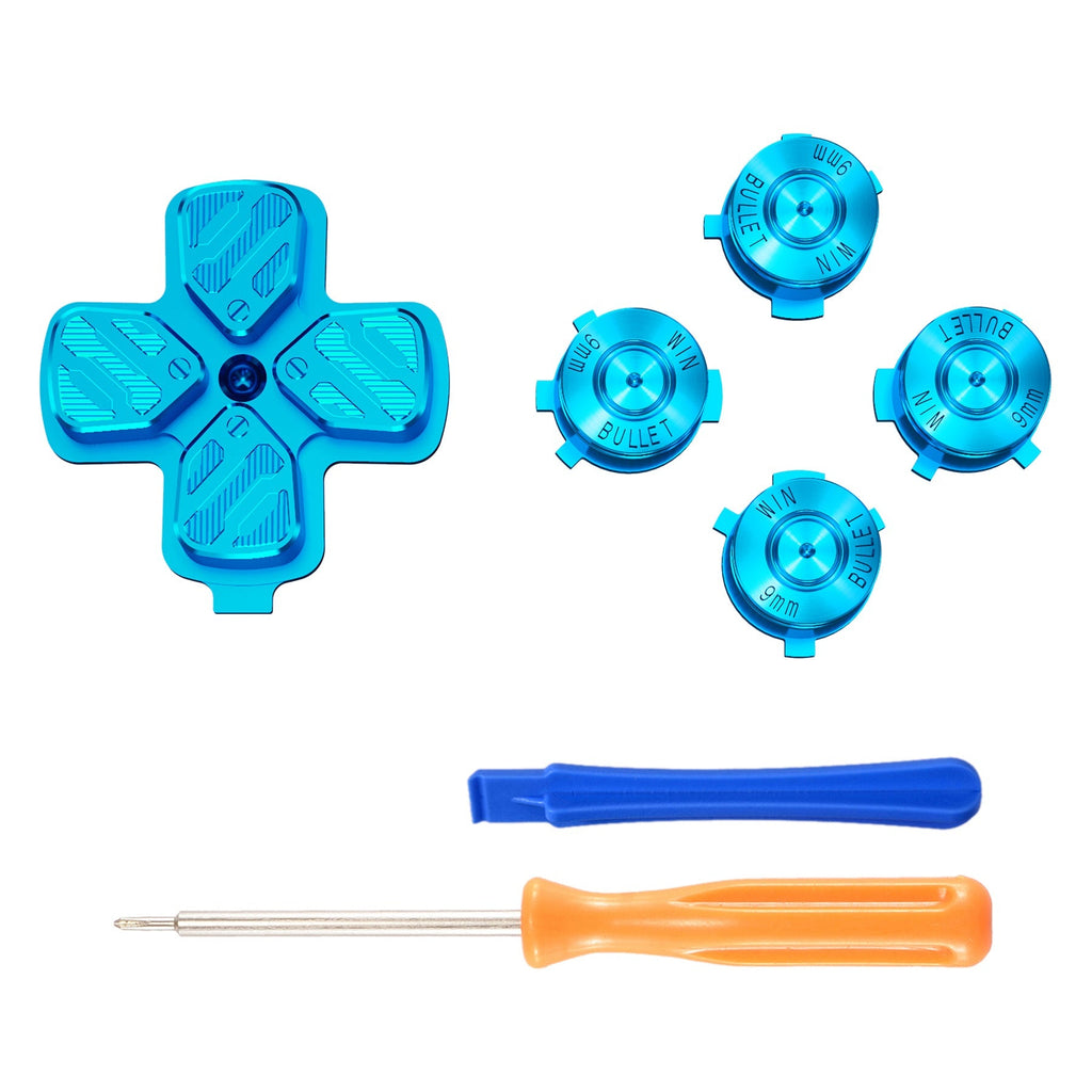 eXtremeRate Replacement Aluminum Metal Dpad ABXY Buttons for PS5 Controller - Blue eXtremeRate