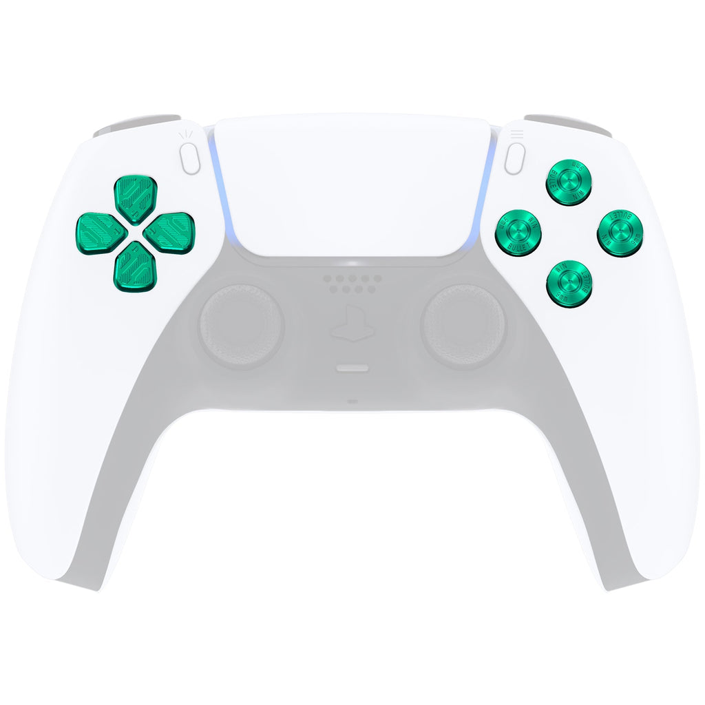 eXtremeRate Replacement Aluminum Metal Dpad ABXY Buttons for PS5 Controller - Green eXtremeRate
