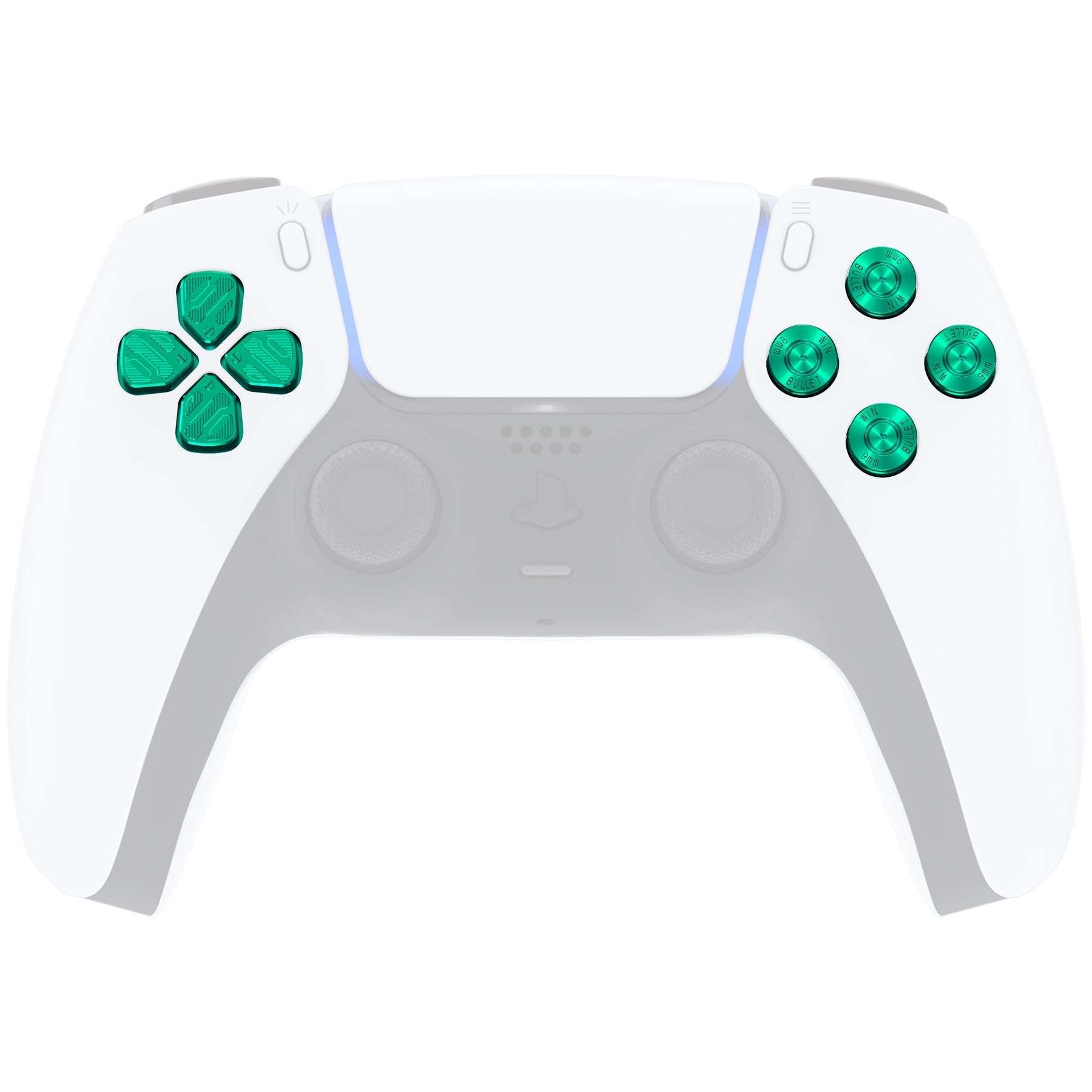 eXtremeRate Replacement Aluminum Metal Dpad ABXY Buttons for PS5 Controller - Green eXtremeRate