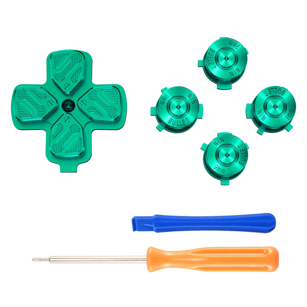 eXtremeRate Replacement Aluminum Metal Dpad ABXY Buttons for PS5 Controller - Green eXtremeRate